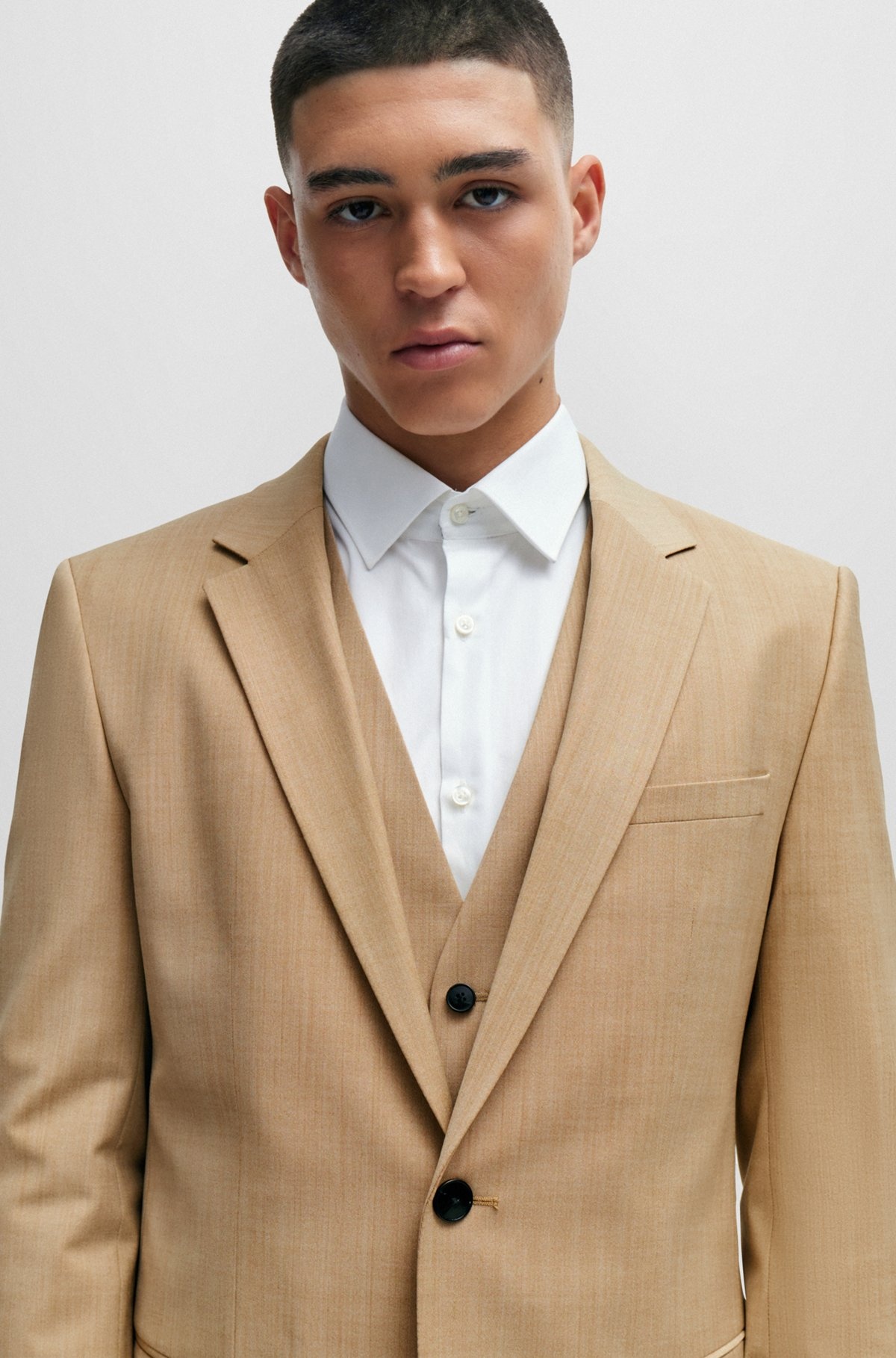 SLIM-FIT JACKET IN PATTERNED SUPER-FLEX FABRIC - 5