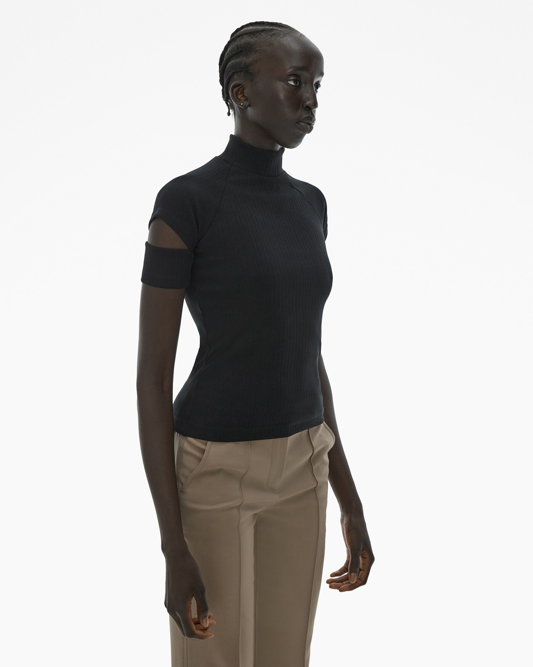 RIBBED SHORT-SLEEVE TURTLENECK - 5