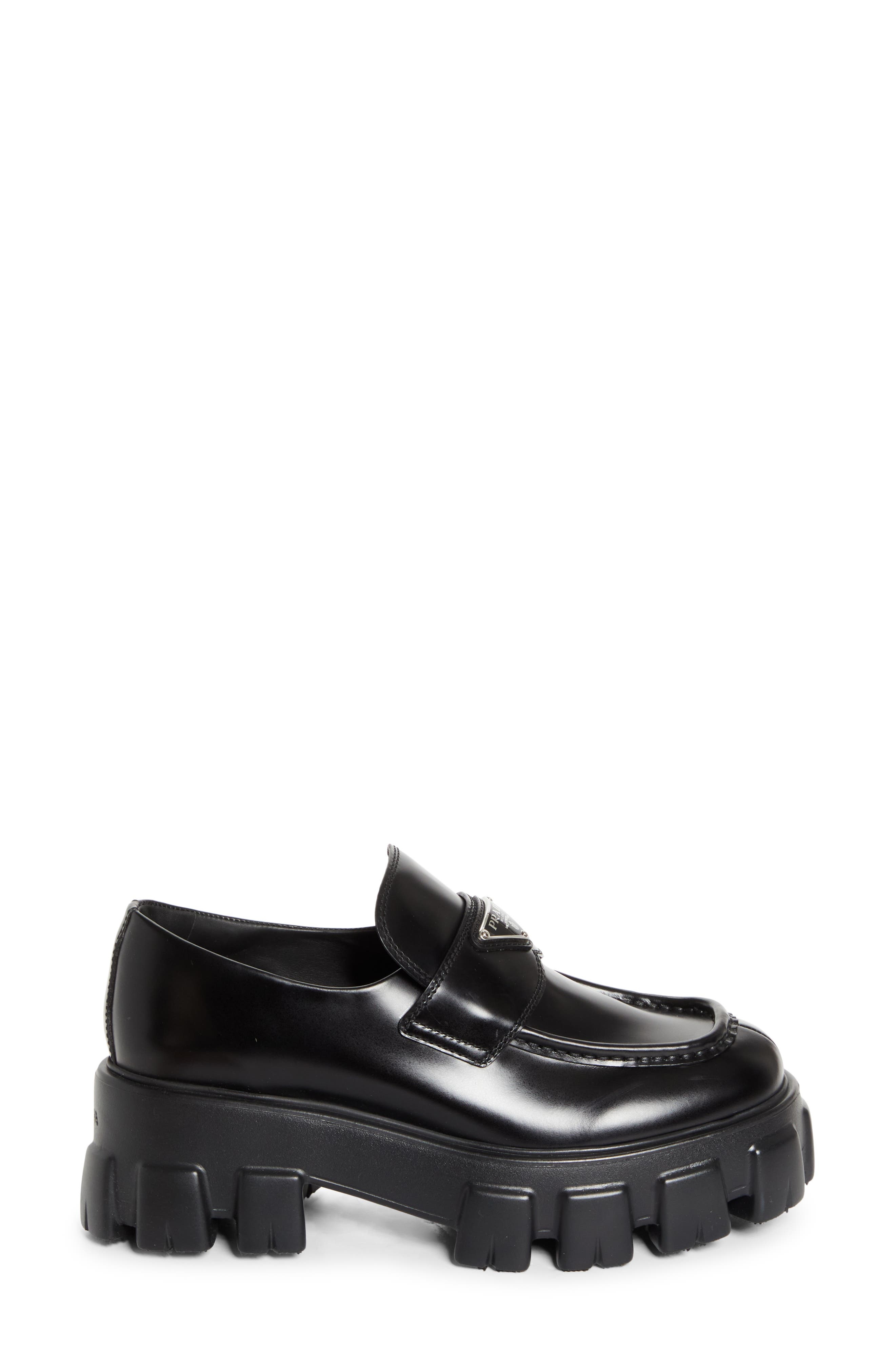Prada Monolith Lug Sole Loafer in Nero at Nordstrom - 3