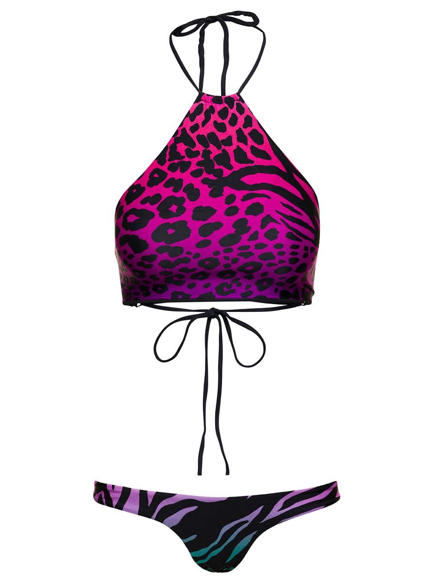 THE ATTICO ANIMAL-PRINT BIKINI SET IN FUCHSIA TECHNICAL FABRIC WOMAN - 1