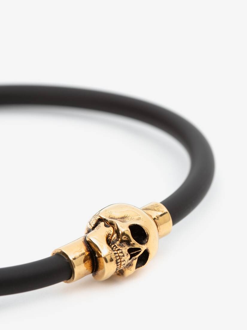Rubber Cord Skull Bracelet in Black - 4