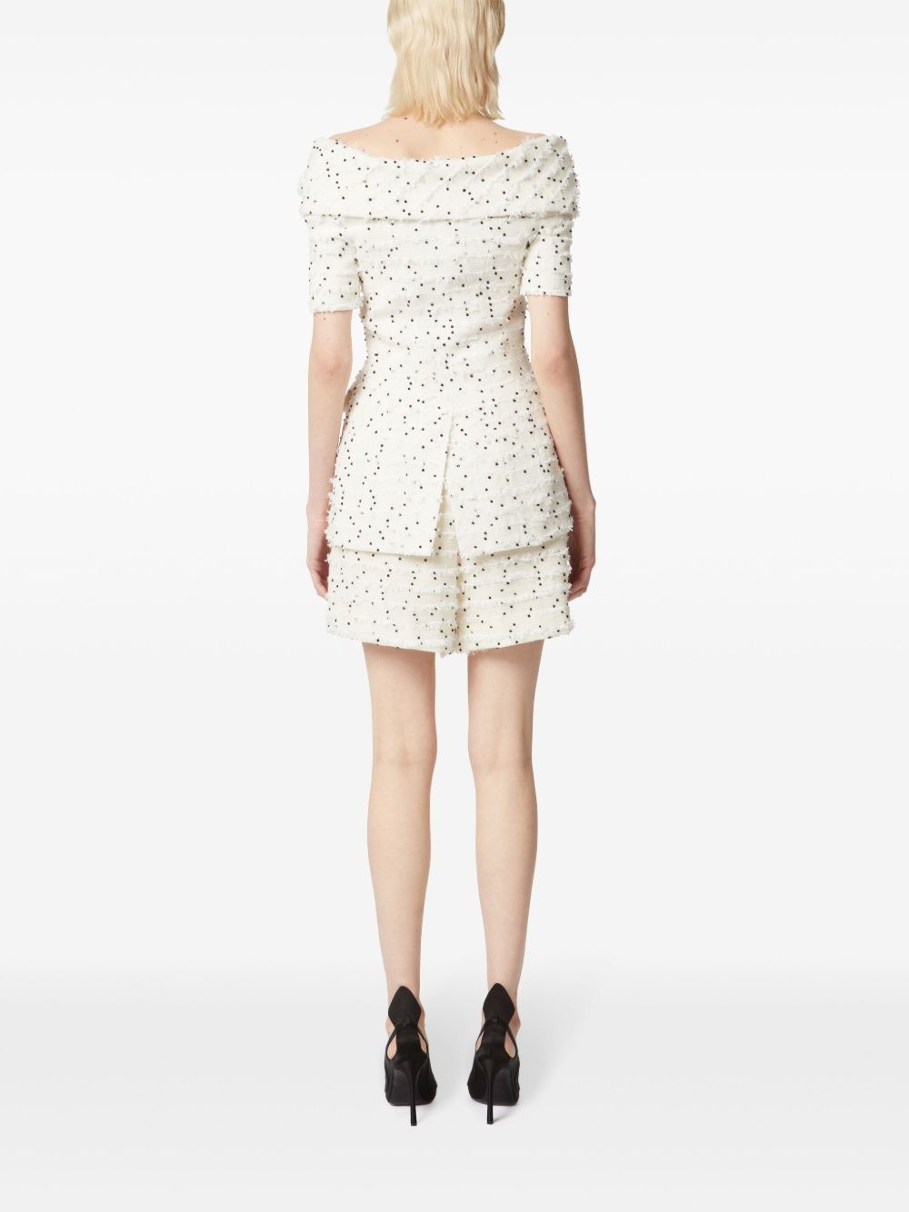 off-shoulder tweed jacket - 4