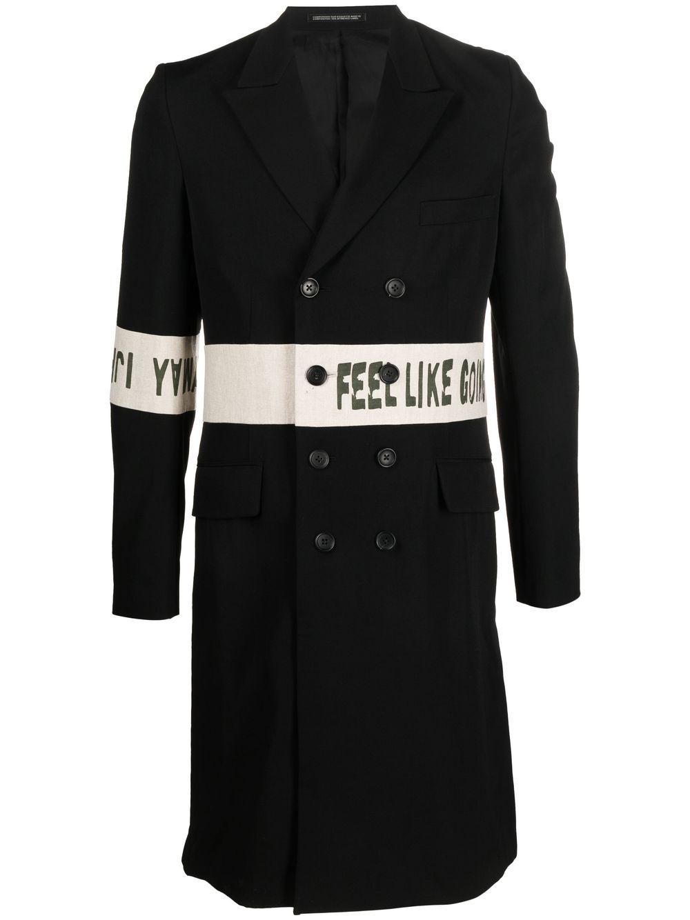 contrasting logo-print detail coat - 1