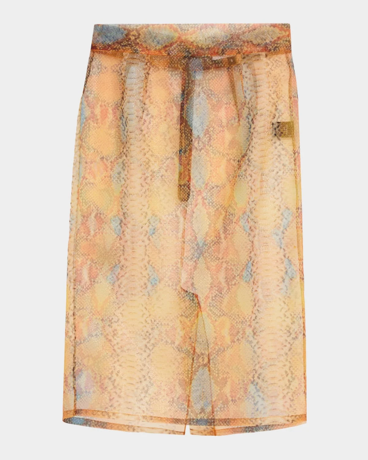 Shimmering Snakeskin Organza Pencil Skirt - 1