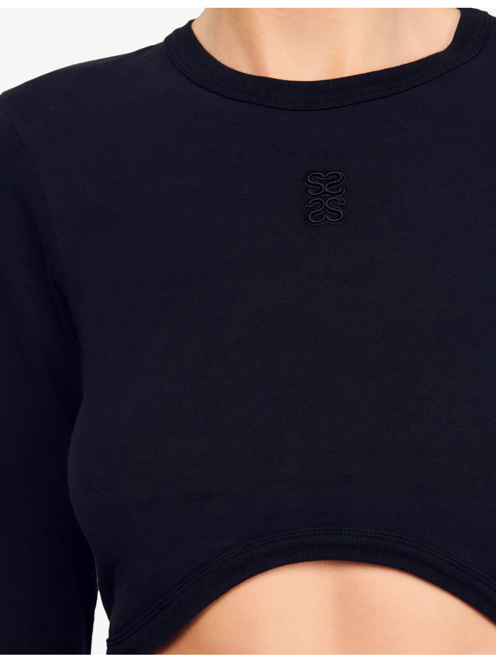 Long-Sleeve Cropped Stretch-Cotton T-Shirt - 5