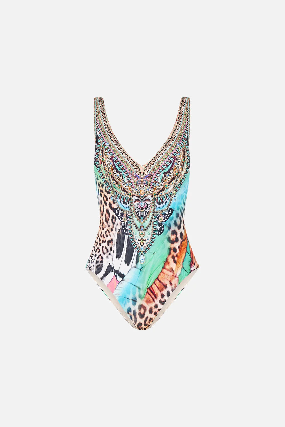 V NECK ONE PIECE W V BACK BUTTERFLY BOHEMIA - 1