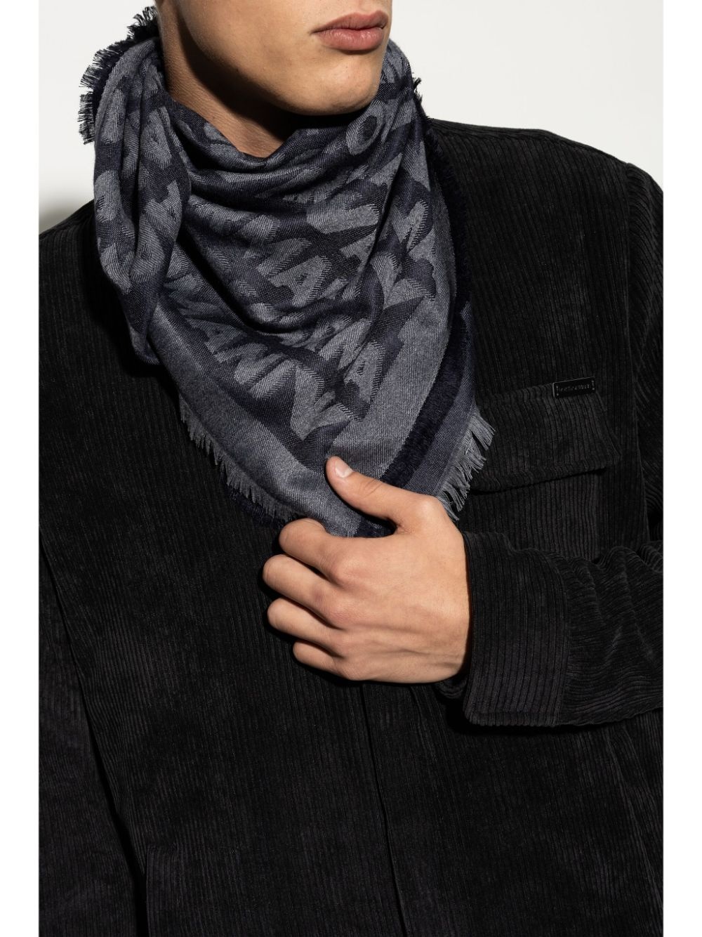 logo-jacquard scarf - 2