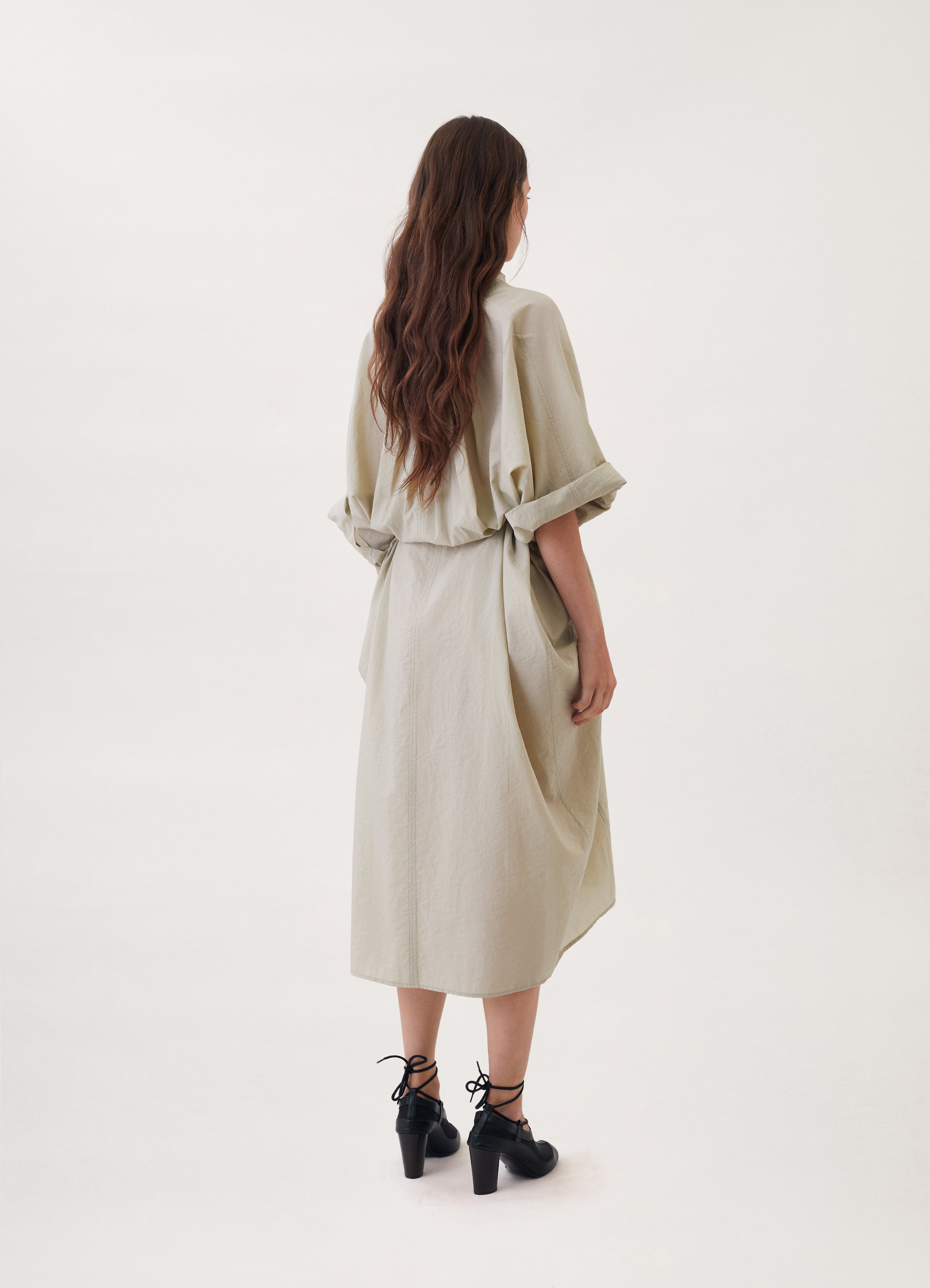 PLEATED SHIRT DRESS - 3