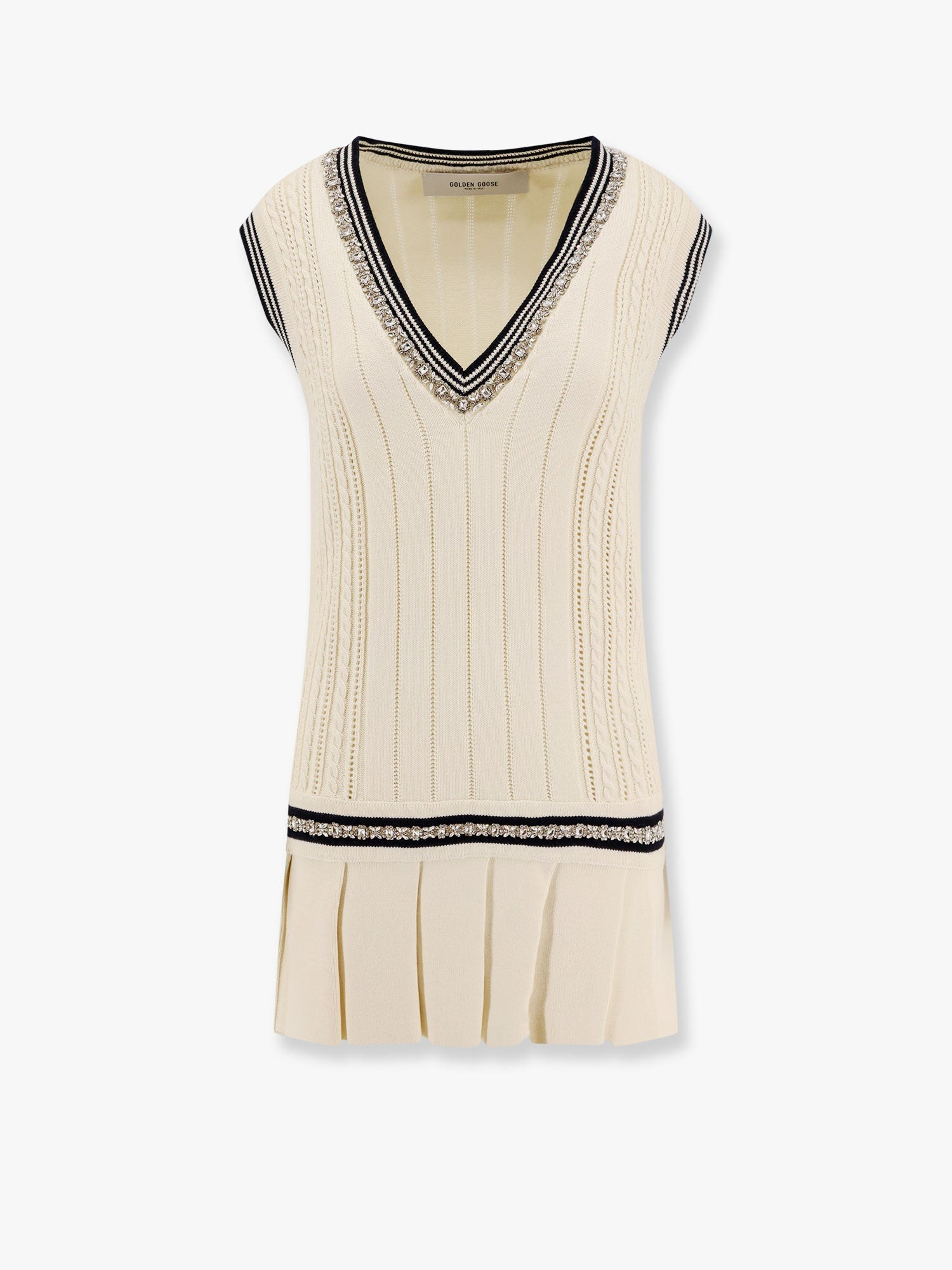Golden Goose Deluxe Brand Organic Cotton Dress With Crystals Embellishment - 1