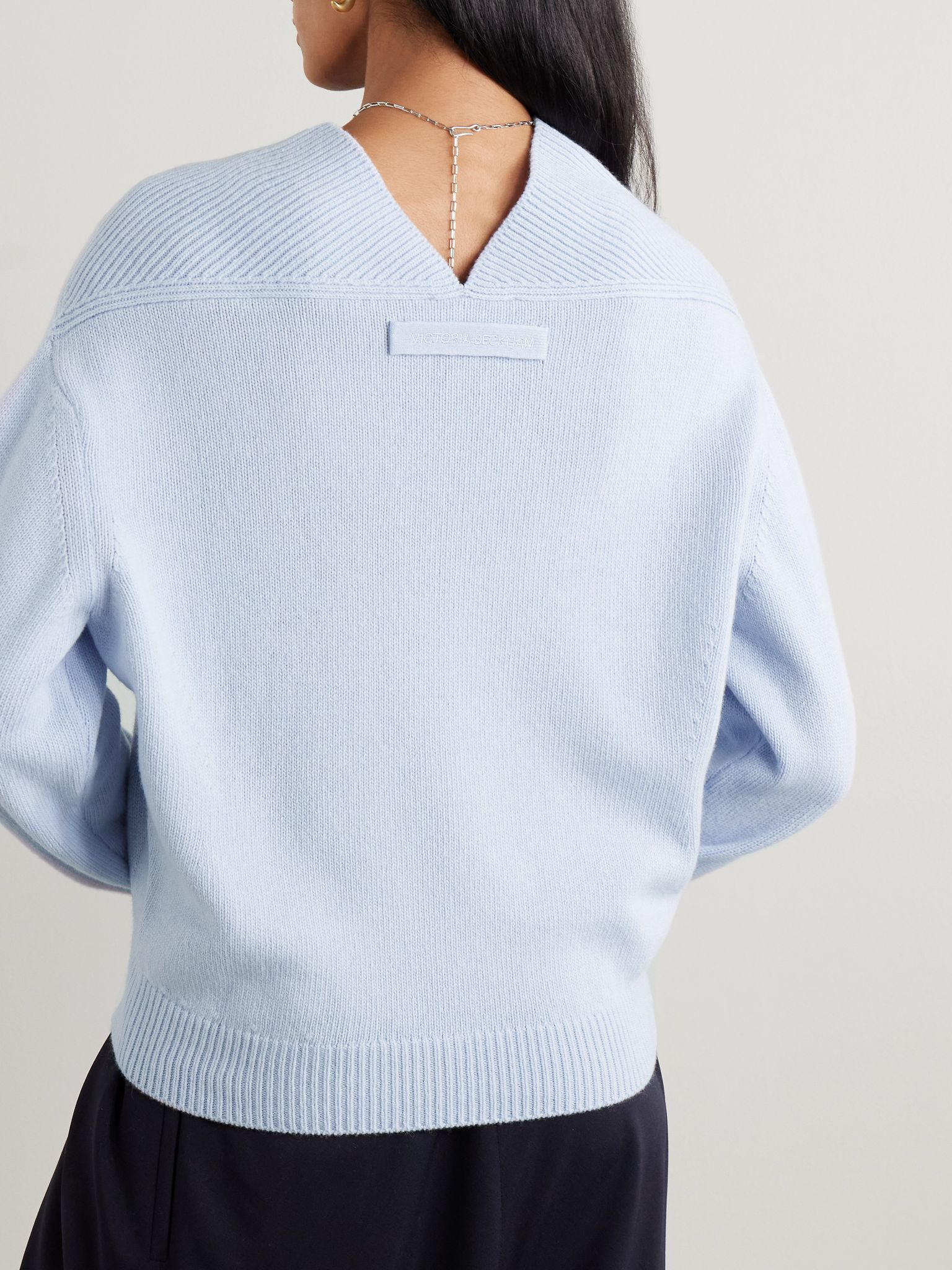 Ribbed wool and cashmere-blend sweater Light blue - 4
