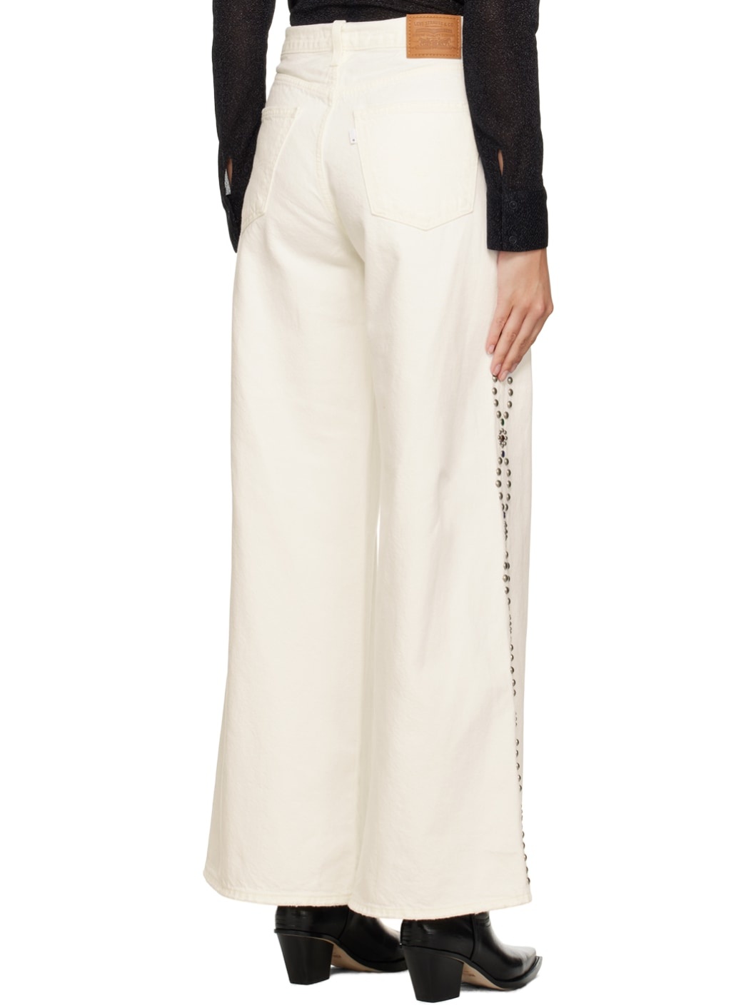 White Studded Jeans - 3