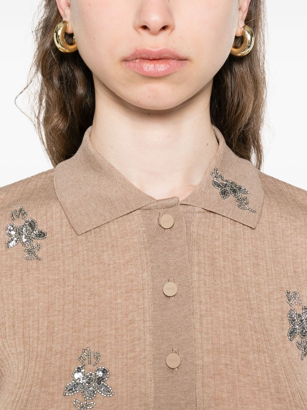 short-sleeve cropped polo top - 5