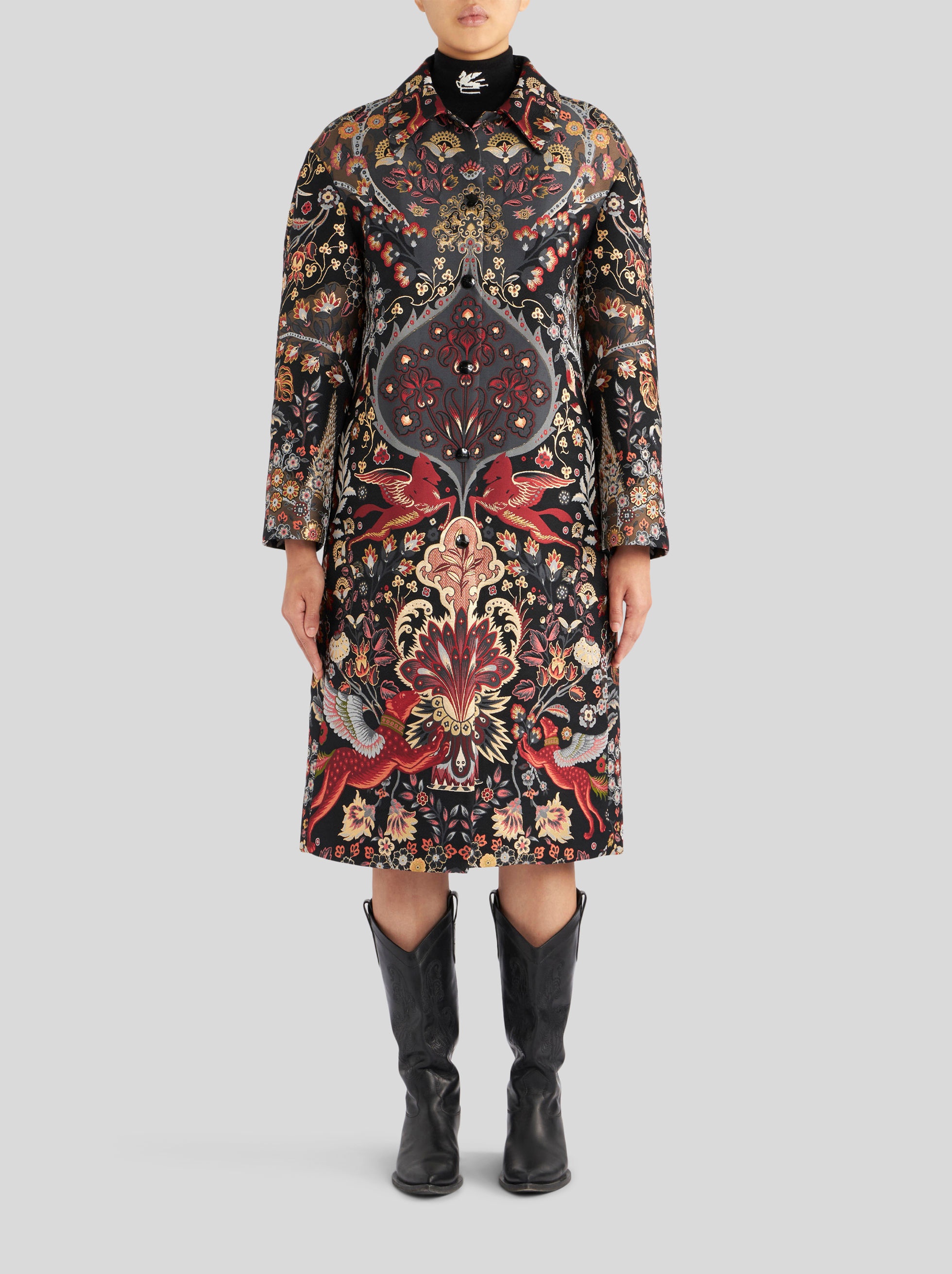 JACQUARD COAT WITH ORNAMENTAL DESIGNS AND PEGASO - 4