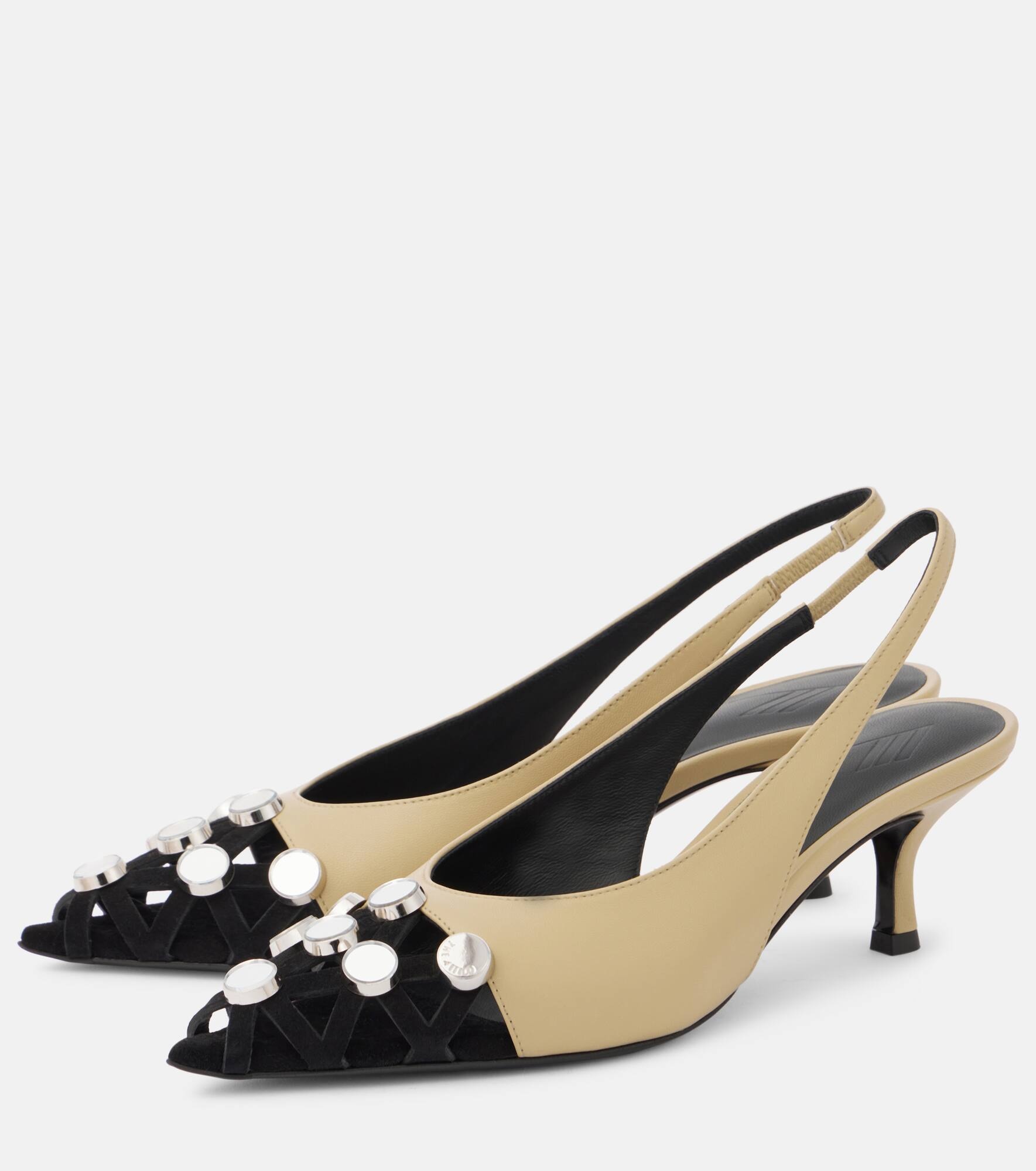 Fiona 50 embellished leather slingback pumps - 4