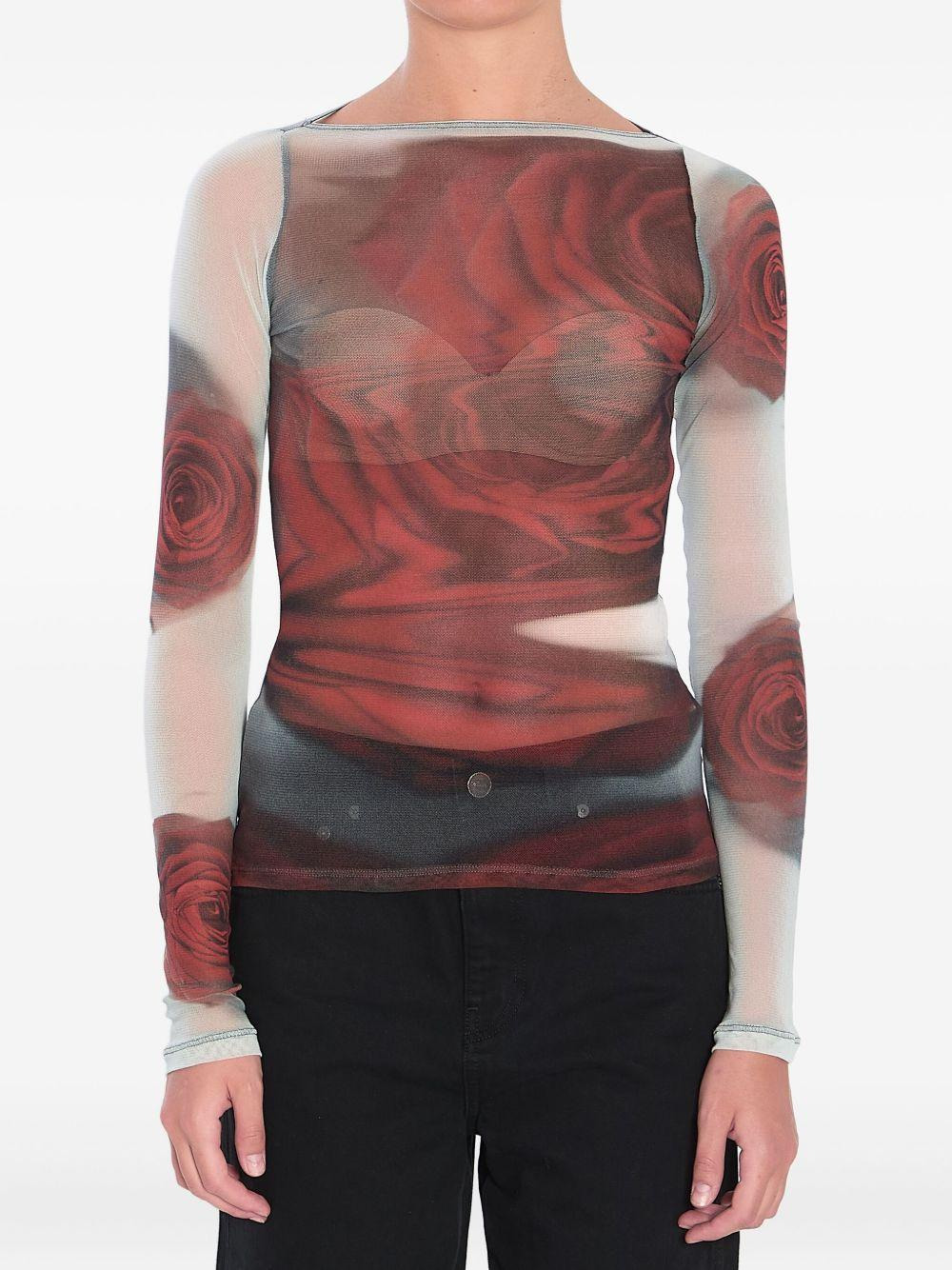 TOP THE RED BLURRY ROSES JEAN PAUL GAULTIER - 2