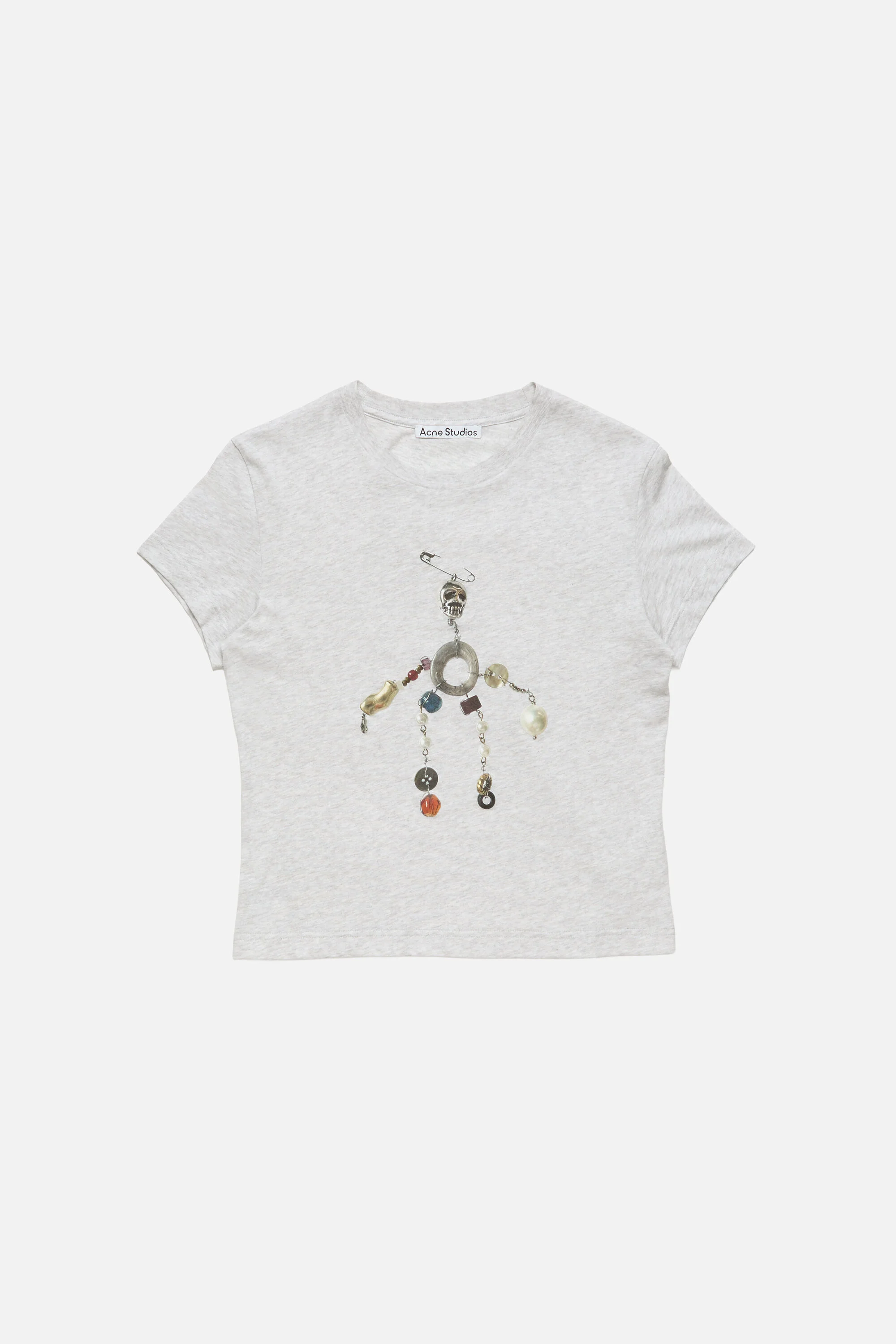 Fitted graphic t-shirt - Grey Melange - 1