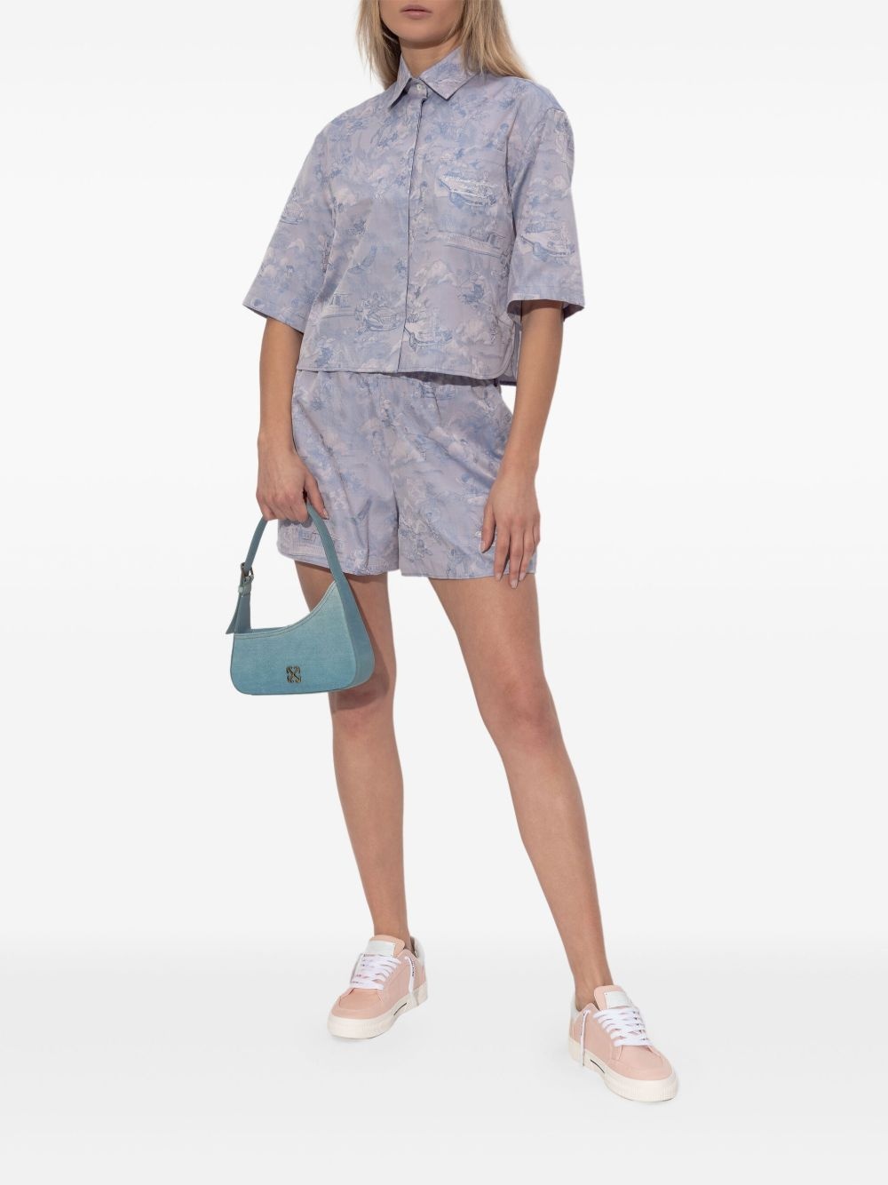 angel-print cropped cotton shirt - 2