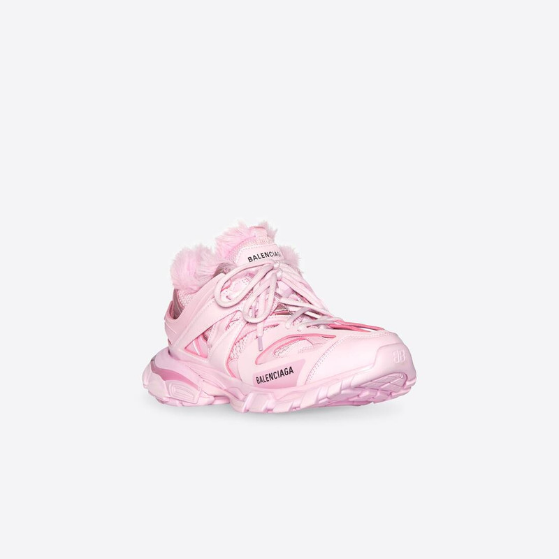BALENCIAGA Women's Track Sneaker Fake Fur in Pink outlook