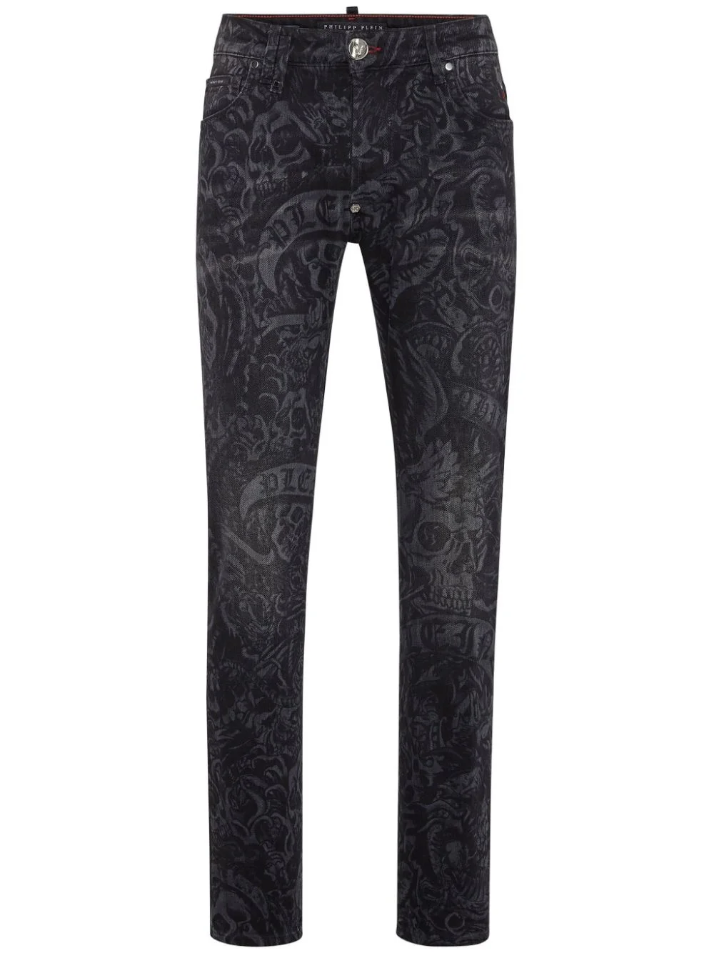 tattoo-print straight-leg jeans - 1