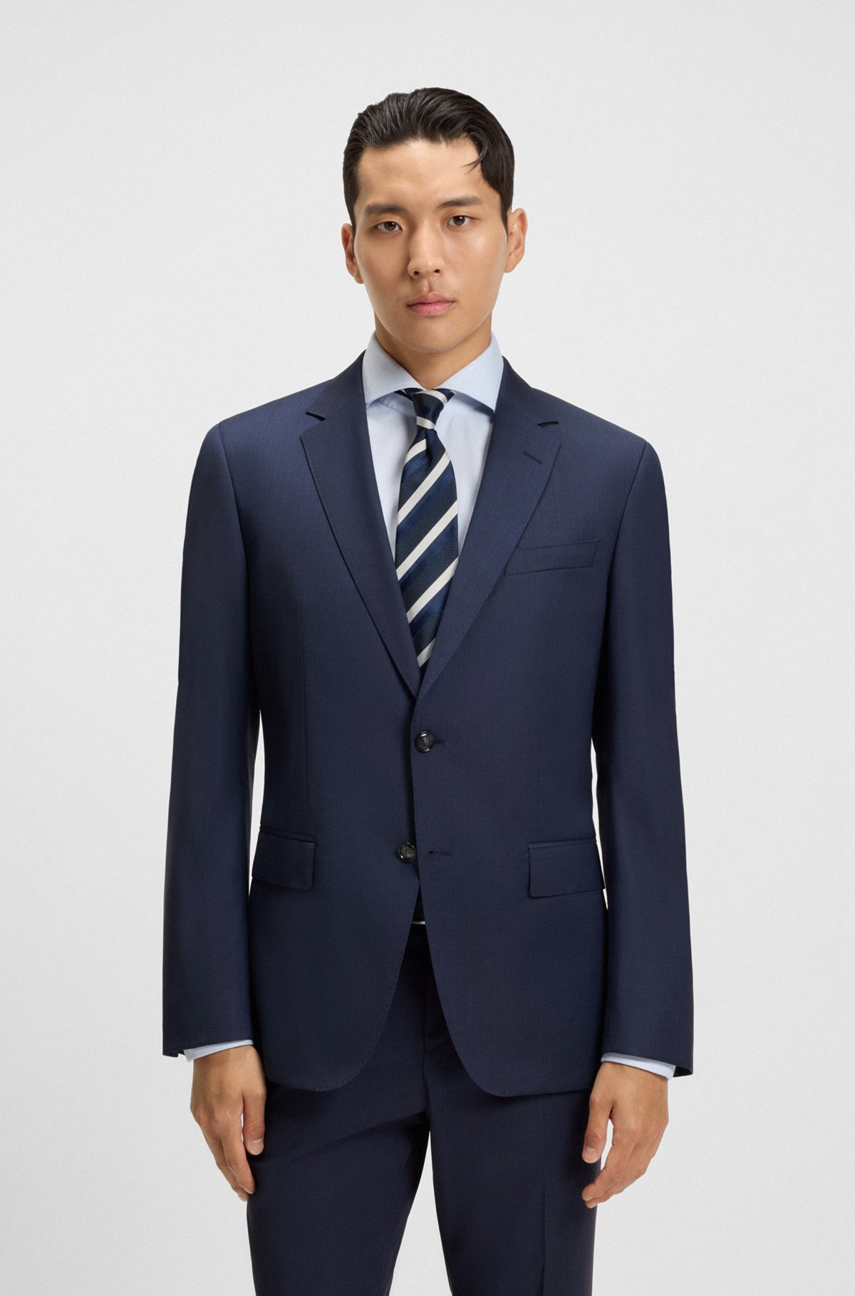 SLIM-FIT THREE-PIECE SUIT IN MELANGE WOOL - 2