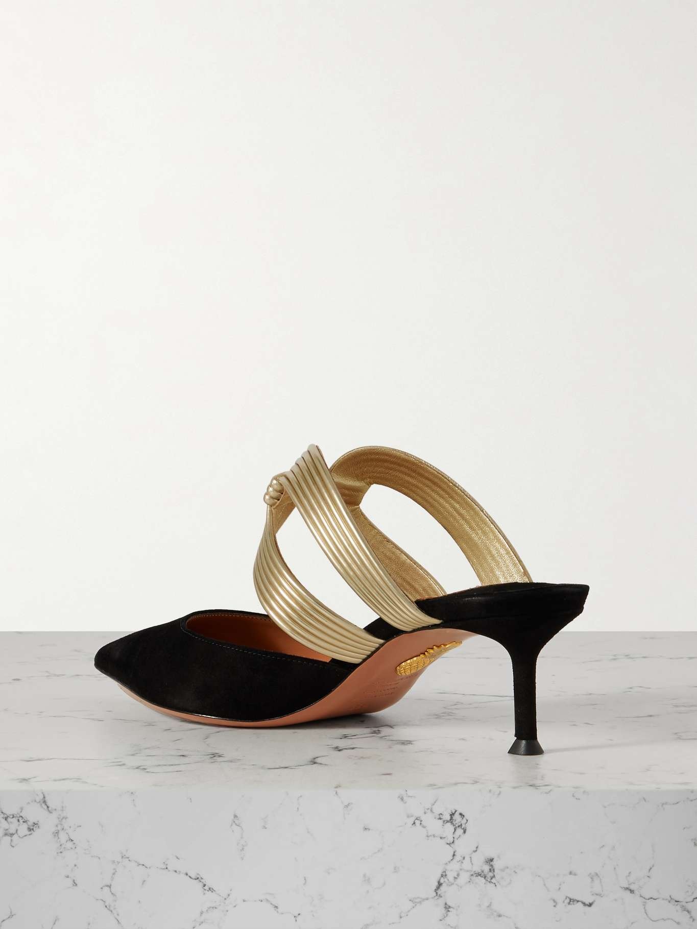 Escenia 50 two-tone metallic and suede mules Black - 3