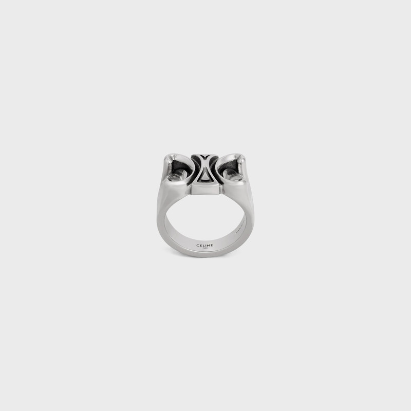 San Onofre Chunky Triomphe Ring in Brass with Rhodium Finish - 1