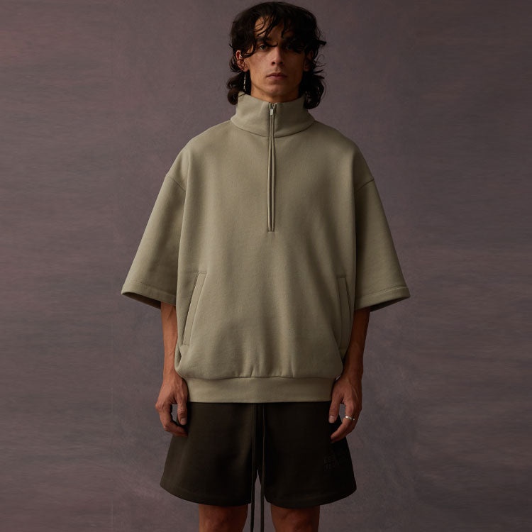 Fear of God Essentials Drop2 SS23 3/4 Sleeve Half Zip Pullover 'Seal' 192BT224313F - 4