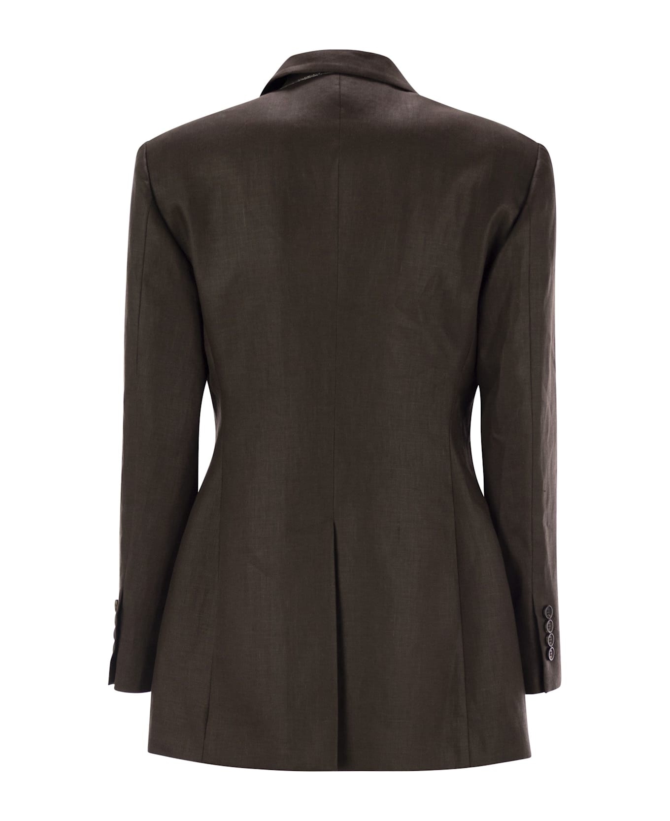 Shiny Linen Twill Jacket With Necklace - 2