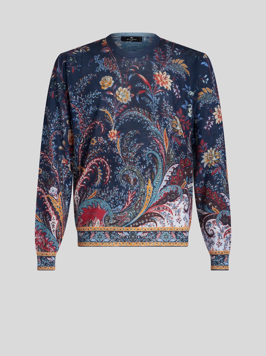 FLORAL PAISLEY SILK AND CASHMERE SWEATER - 1