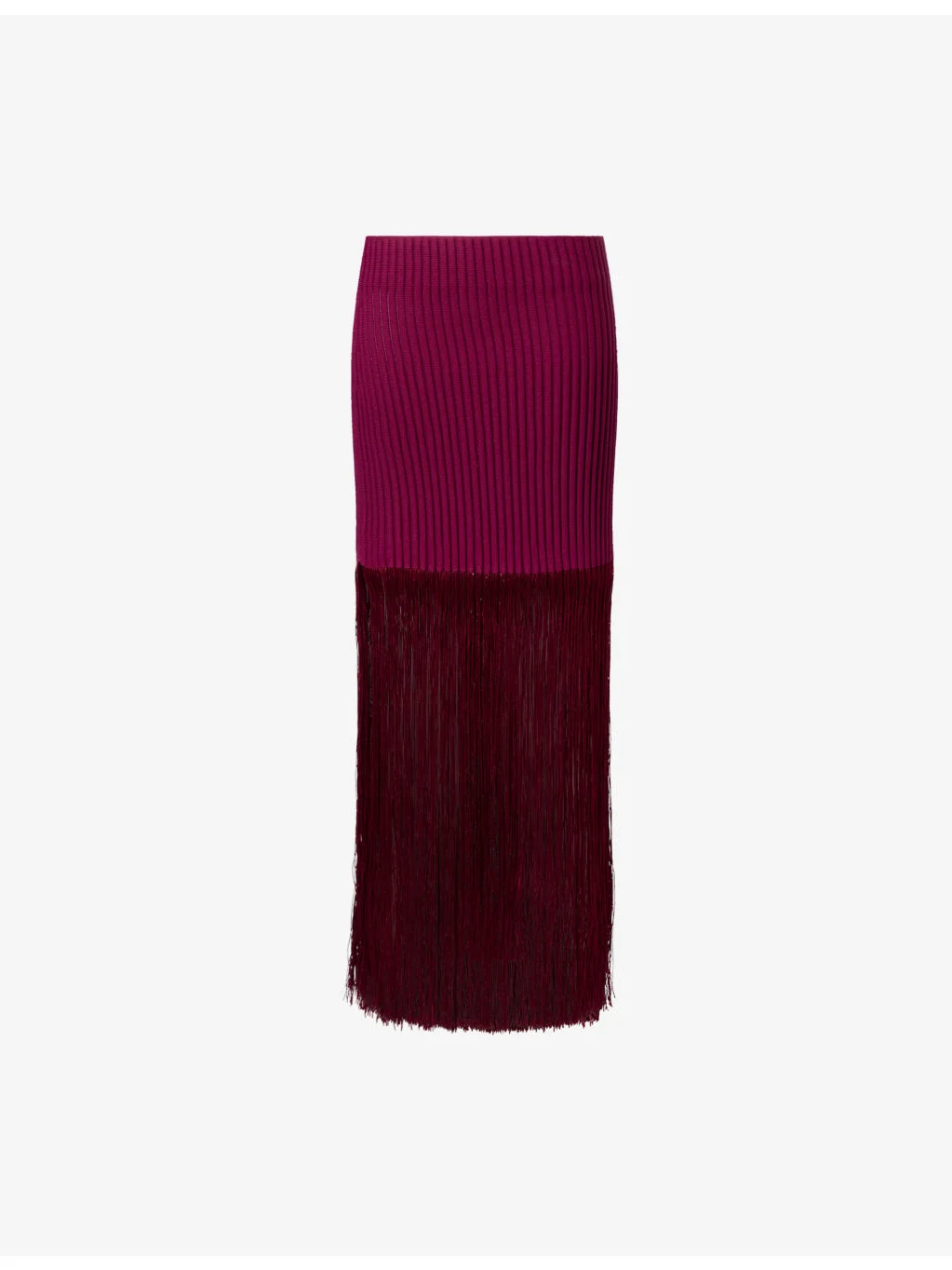 Fringed Tube Knit Midi Skirt - 1