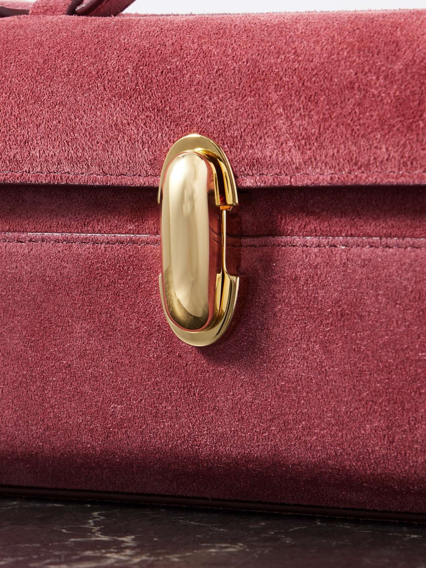【Savette】バーガンディ スリム Symmetry ポシェット バッグ Savette: Burgundy Slim Symmetry Pochette Bag | SSENSE