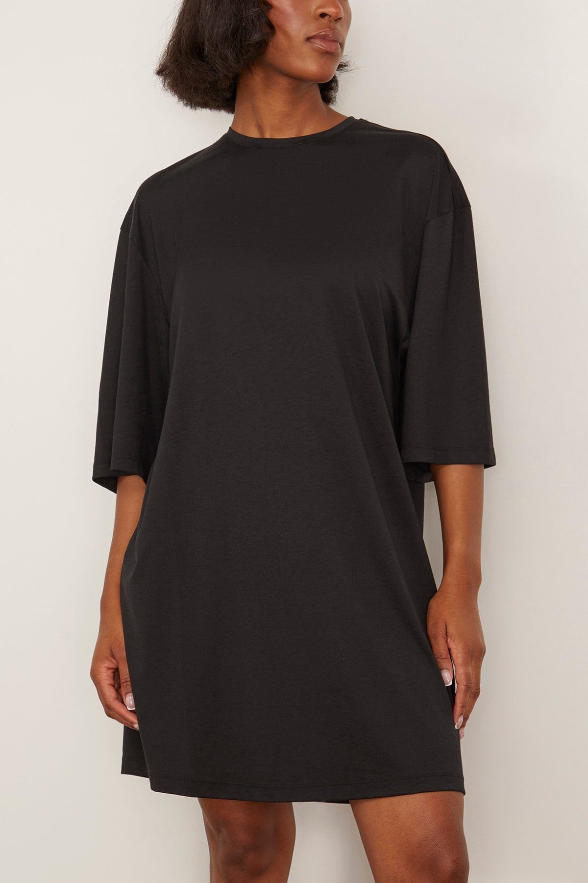 Relaxed Tee Dress in Black - 3