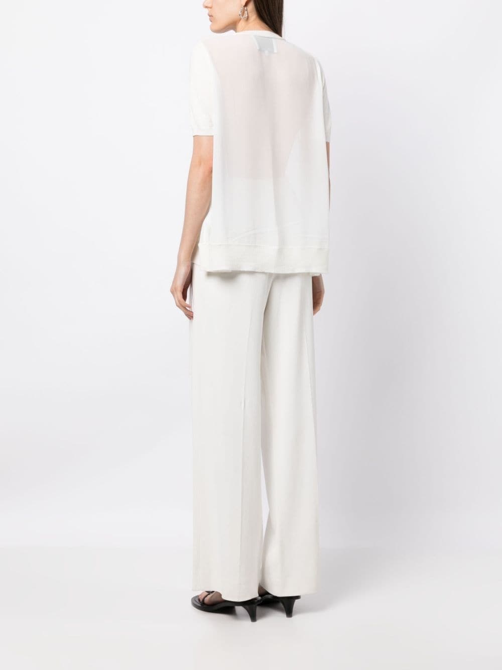 semi-sheer panelled knitted top - 4