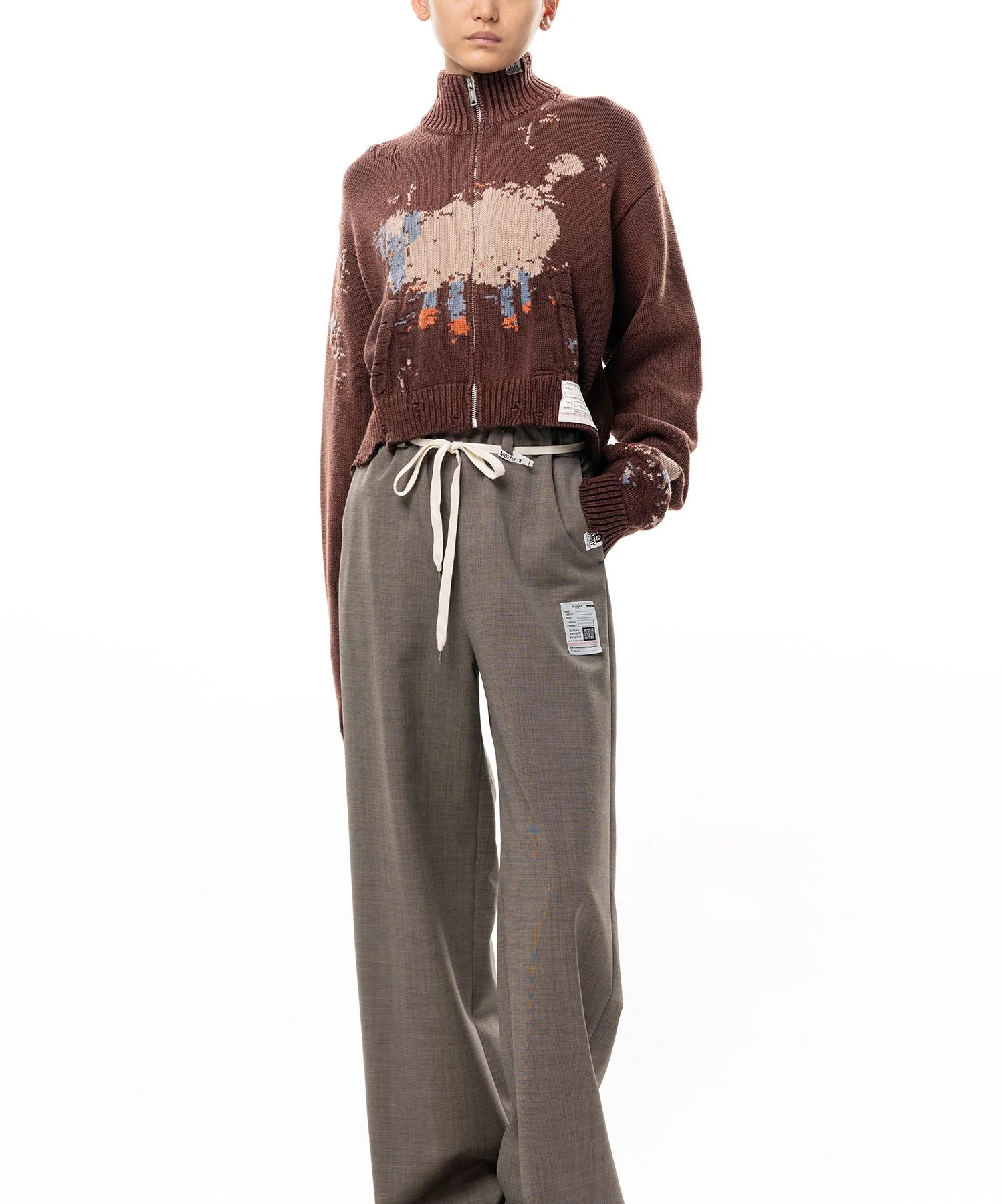 Sheep Jacquard Knit Cardigan - 1