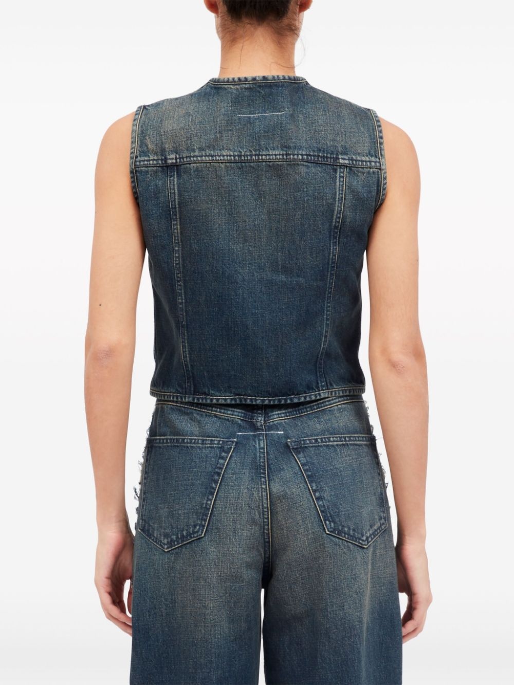 stonewashed denim gilet - 4