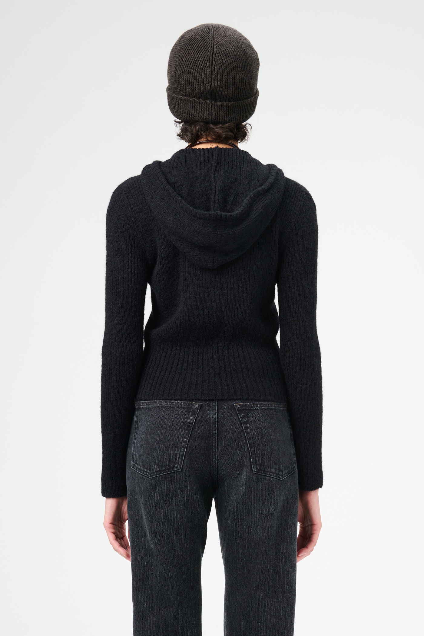 Compact Hood Black Fuzzy Alpaca - 6