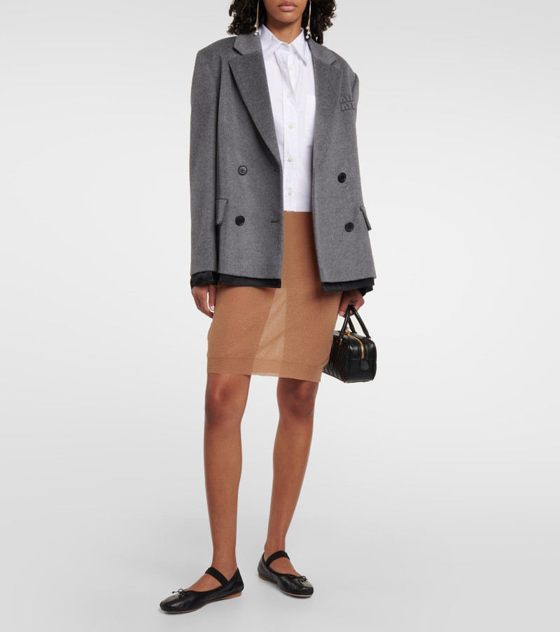 Miu Miu Logo knitted midi skirt outlook