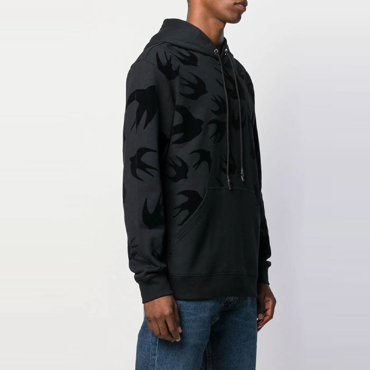 Alexander McQueen Swallow Print Hoodie 'Black' 545412-RLT74-1000 - 4