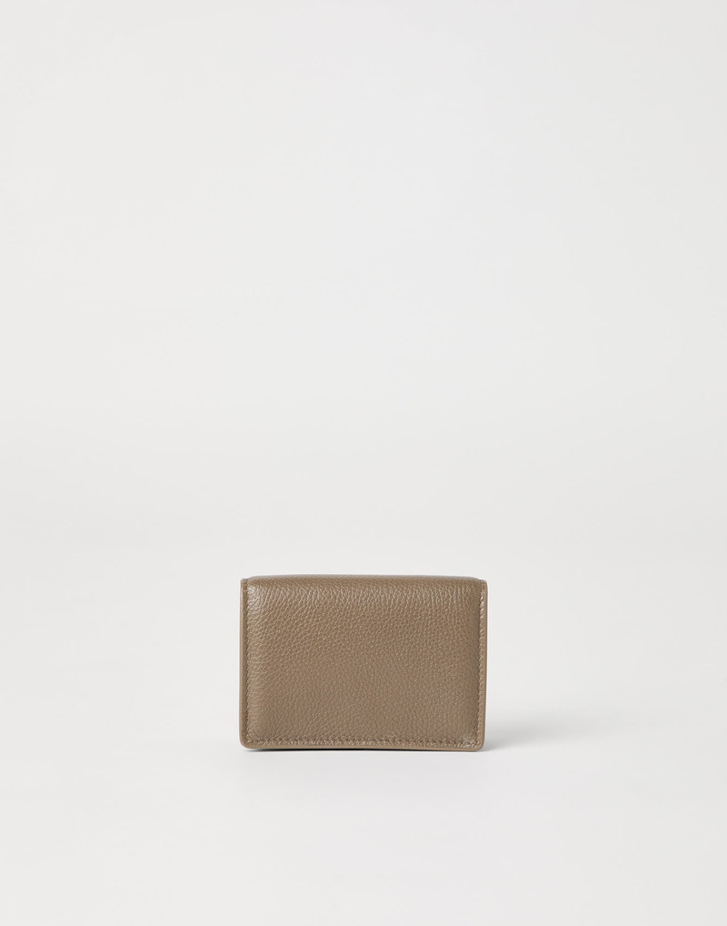 Brunello Cucinelli Grained leather card case with flap outlook