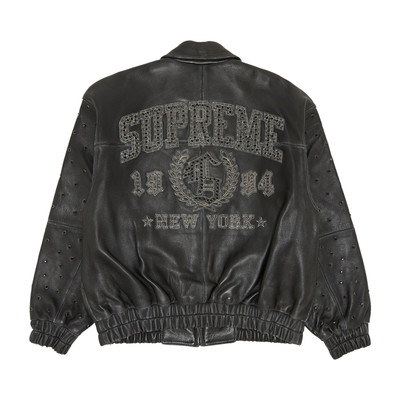 Supreme Supreme Gem Studded Leather Jacket 'Black' outlook