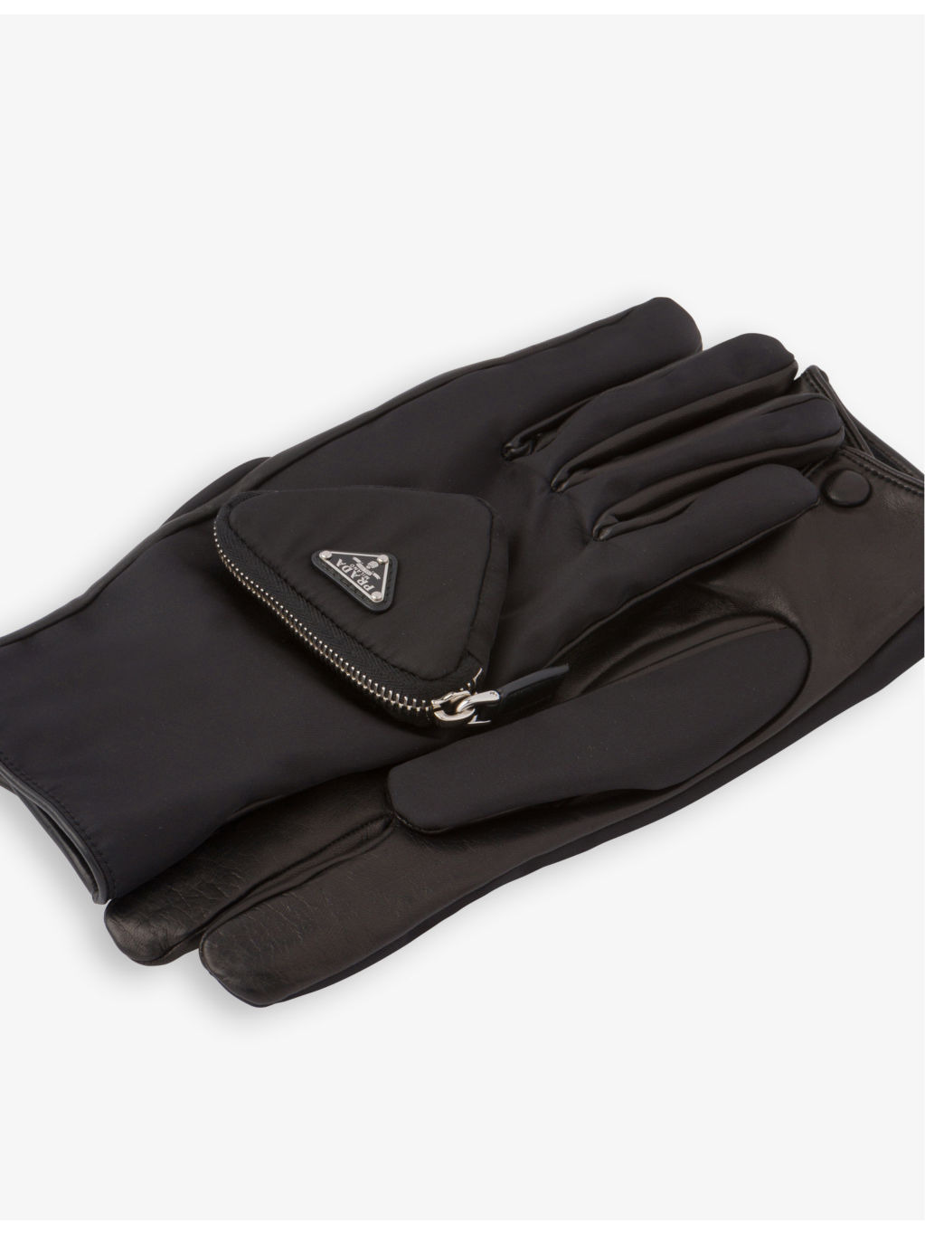 Logo-embellished Re-Nylon and leather gloves - 2