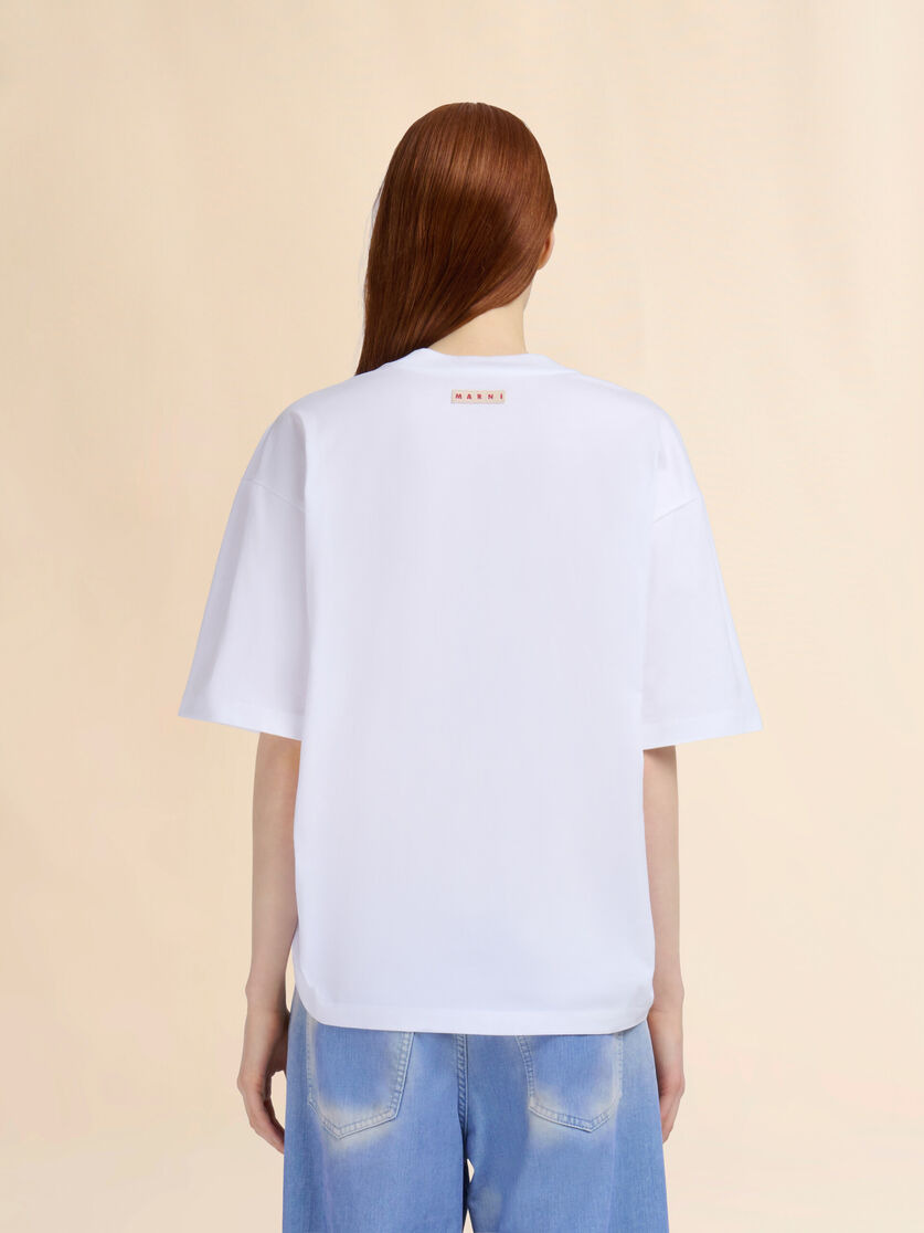 WHITE ORGANIC COTTON T-SHIRT WITH SHIRRED DETAIL - 3