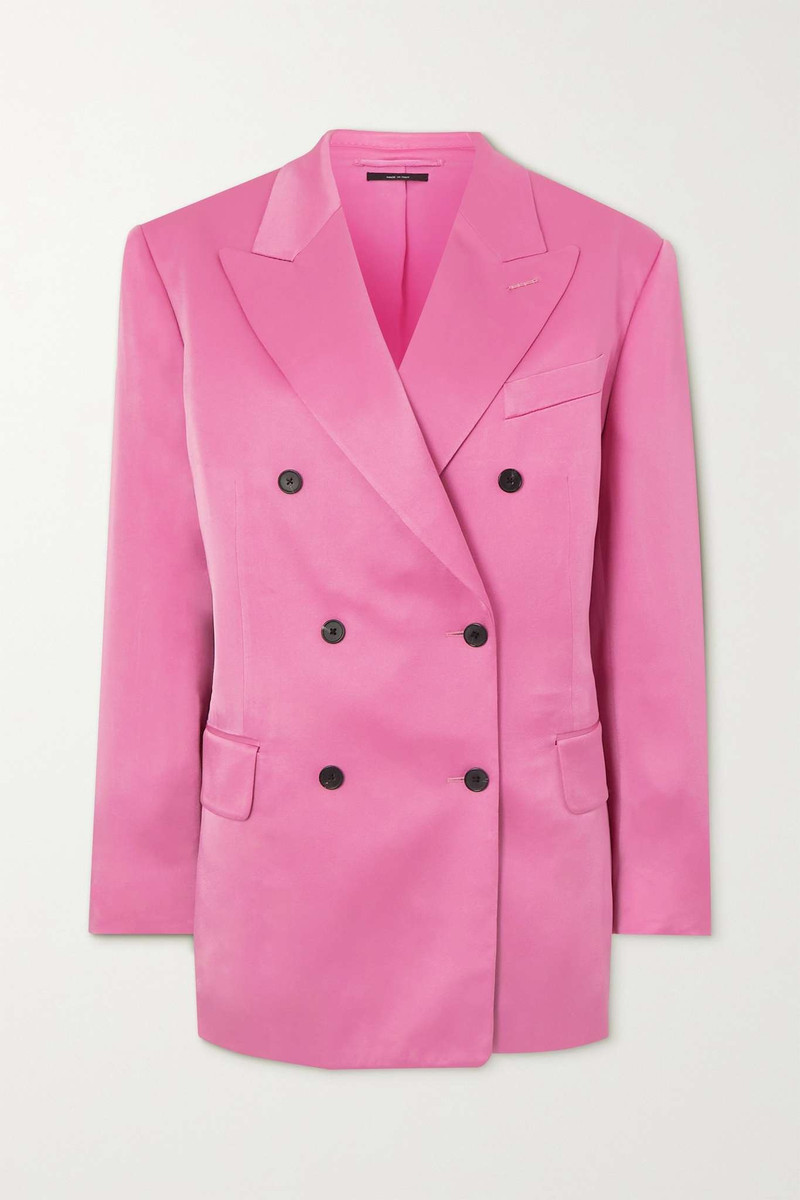 Double-breasted satin blazer - 1