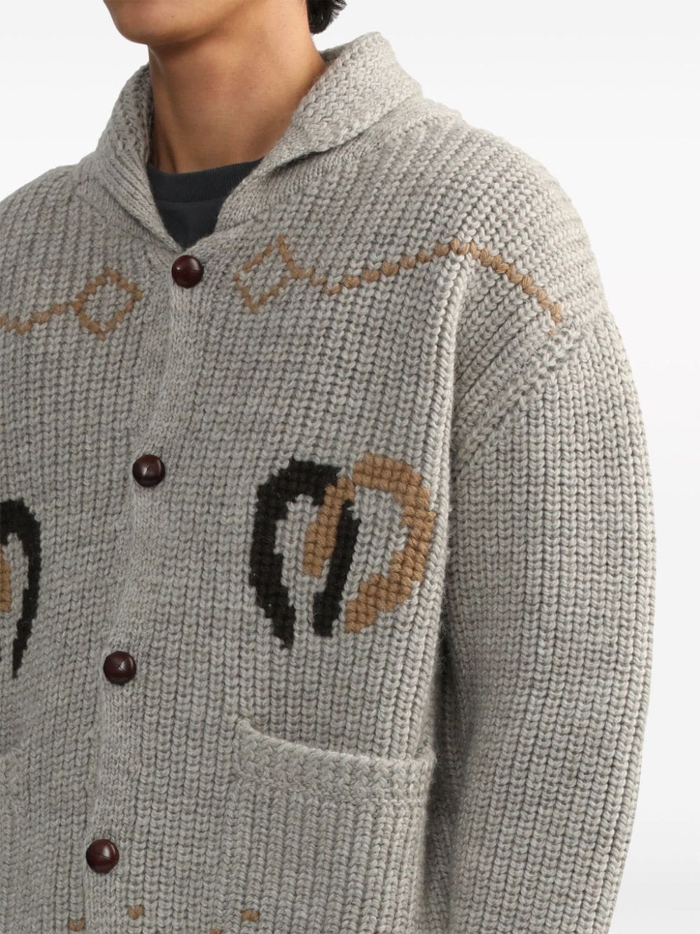 patterned intarsia-knit wool-blend cardigan - 5