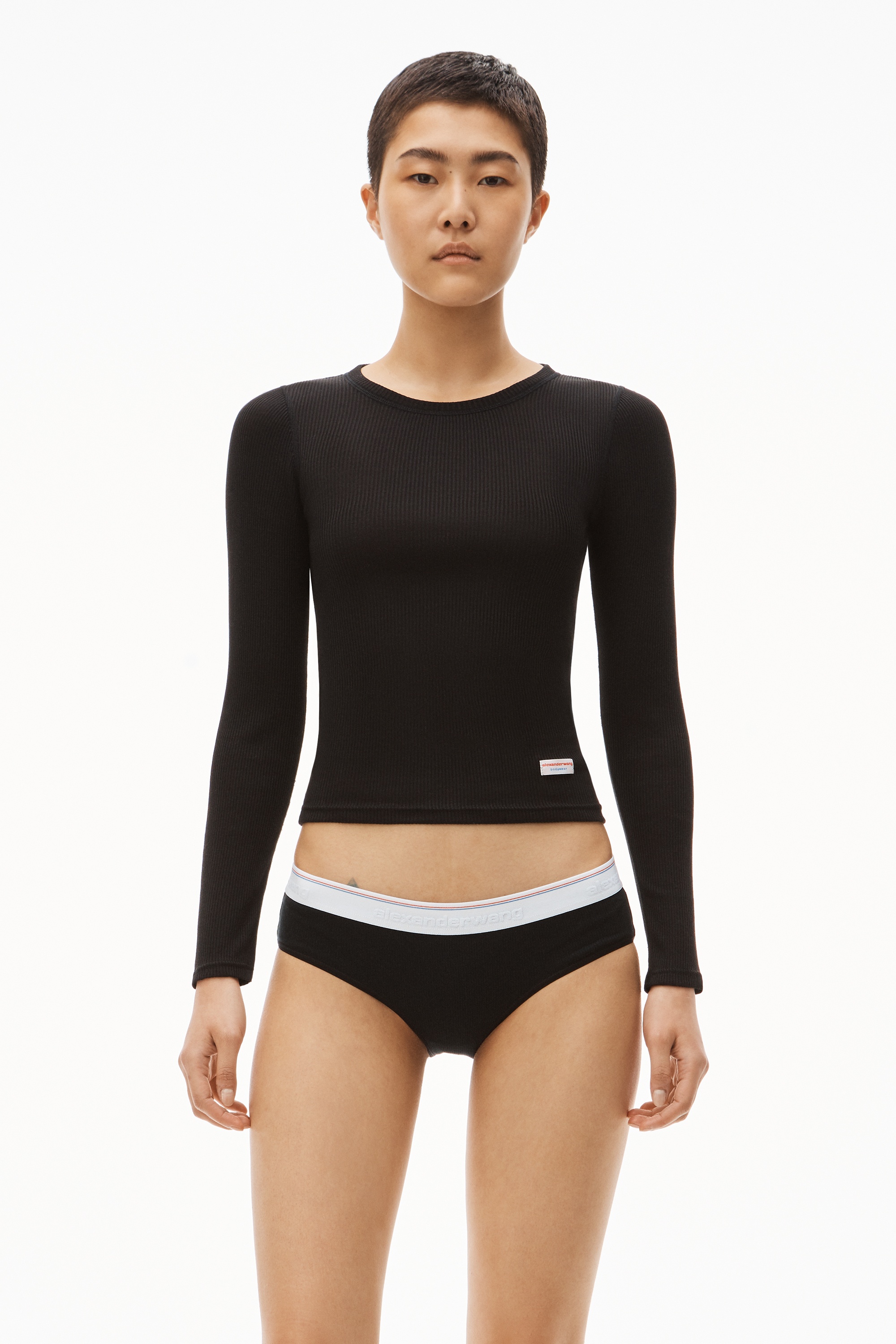 Long-Sleeve Tee in Ribbed Cotton Jersey - 2