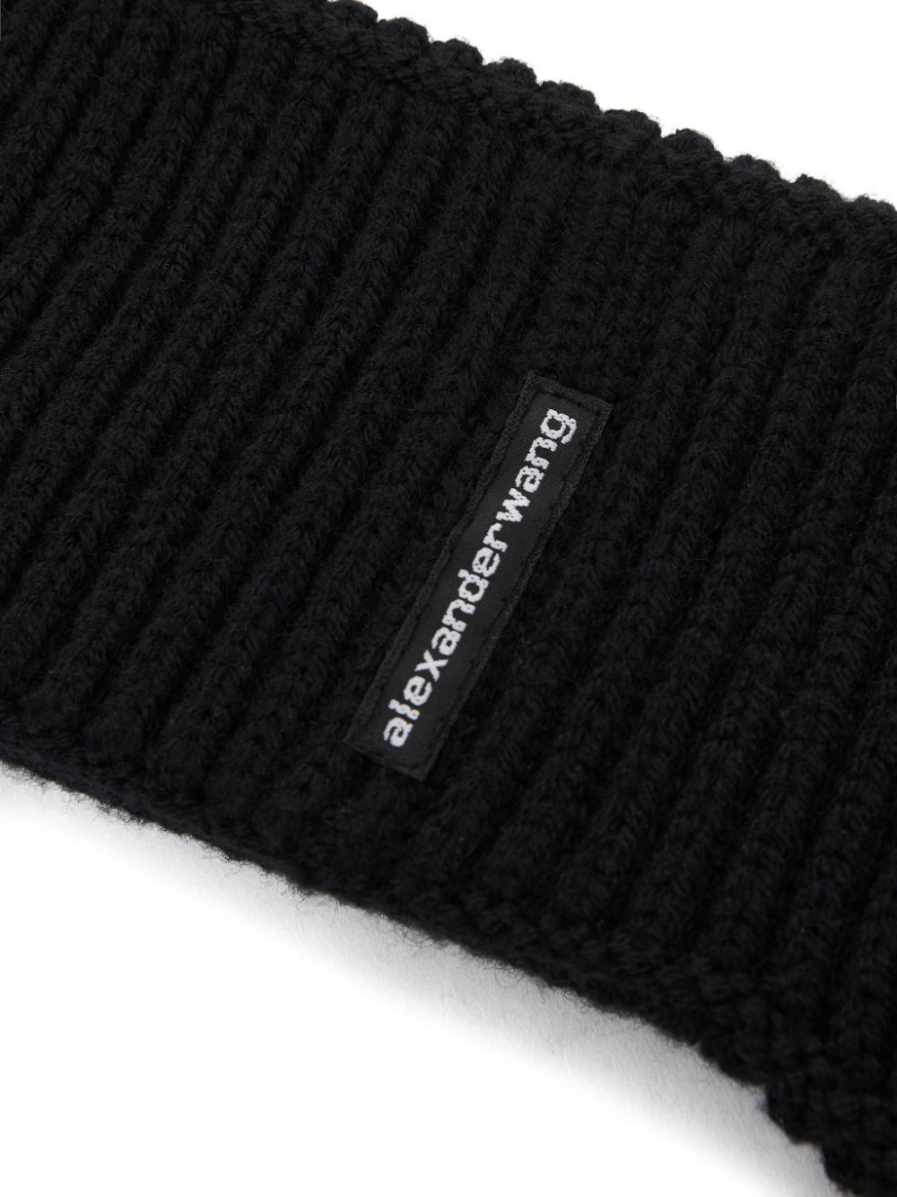 【ALEXANDER WANG】LOGO EARMUFF BEANIE Alexander Wang logo earmuff beanie in ribbed wool stretch