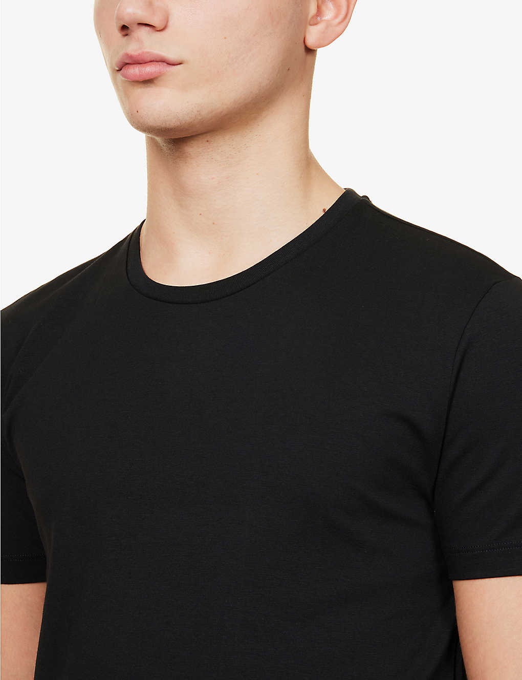 Regular-fit V-neck stretch-cotton T-shirt - 7