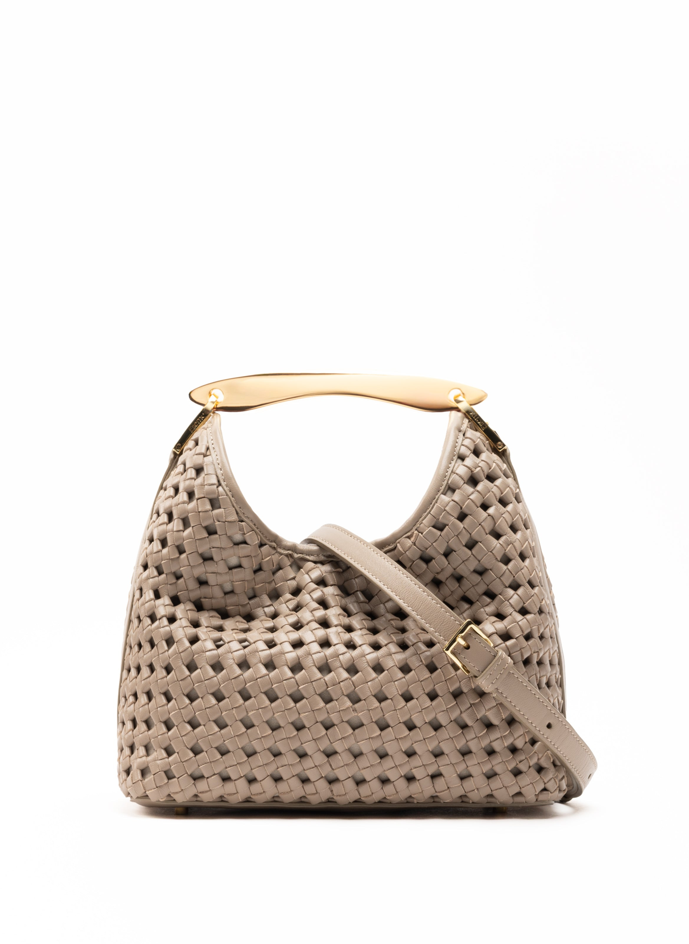 Small Boomerang Woven Leather Taupe - 4