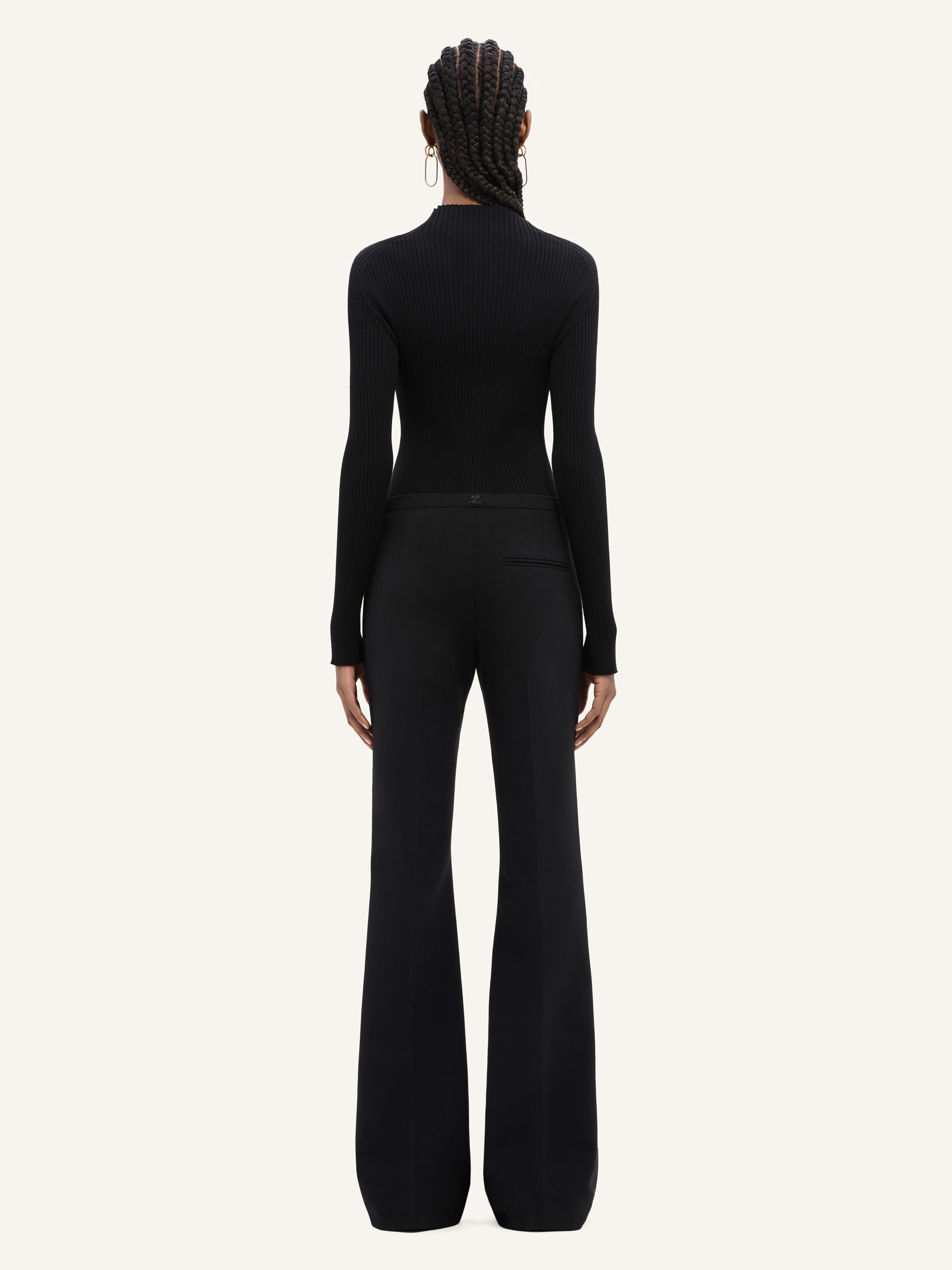 CONTRAST FRAME RIB KNIT SWEATER - 4