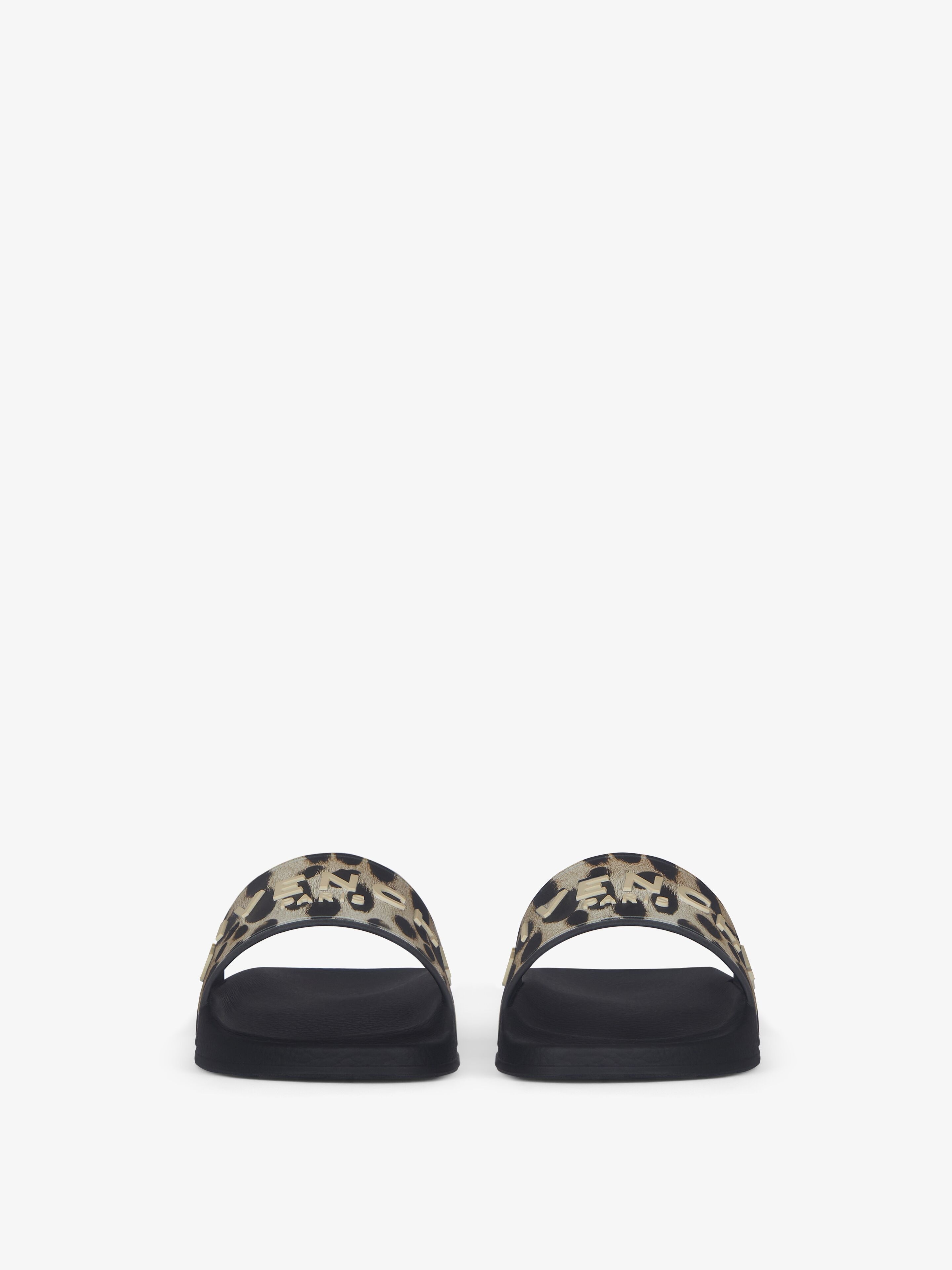 SLIDE FLAT SANDALS IN RUBBER WITH LEOPARD PRINT - 2